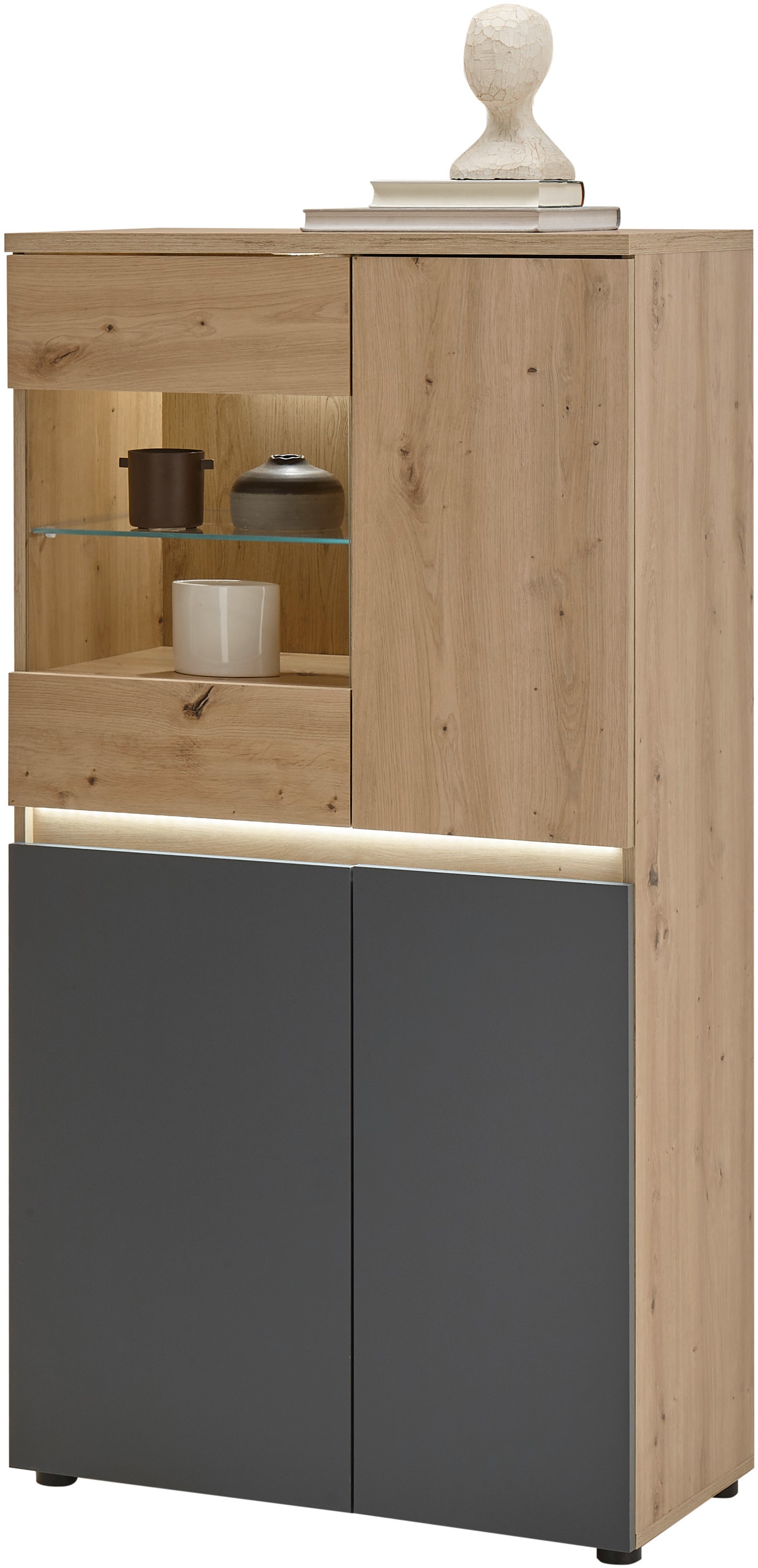 Highboard »Lille mit LED-Beleuchtung, Wohnzimmerschrank BxHxT 75x140x38 cm«, (1 St.),...