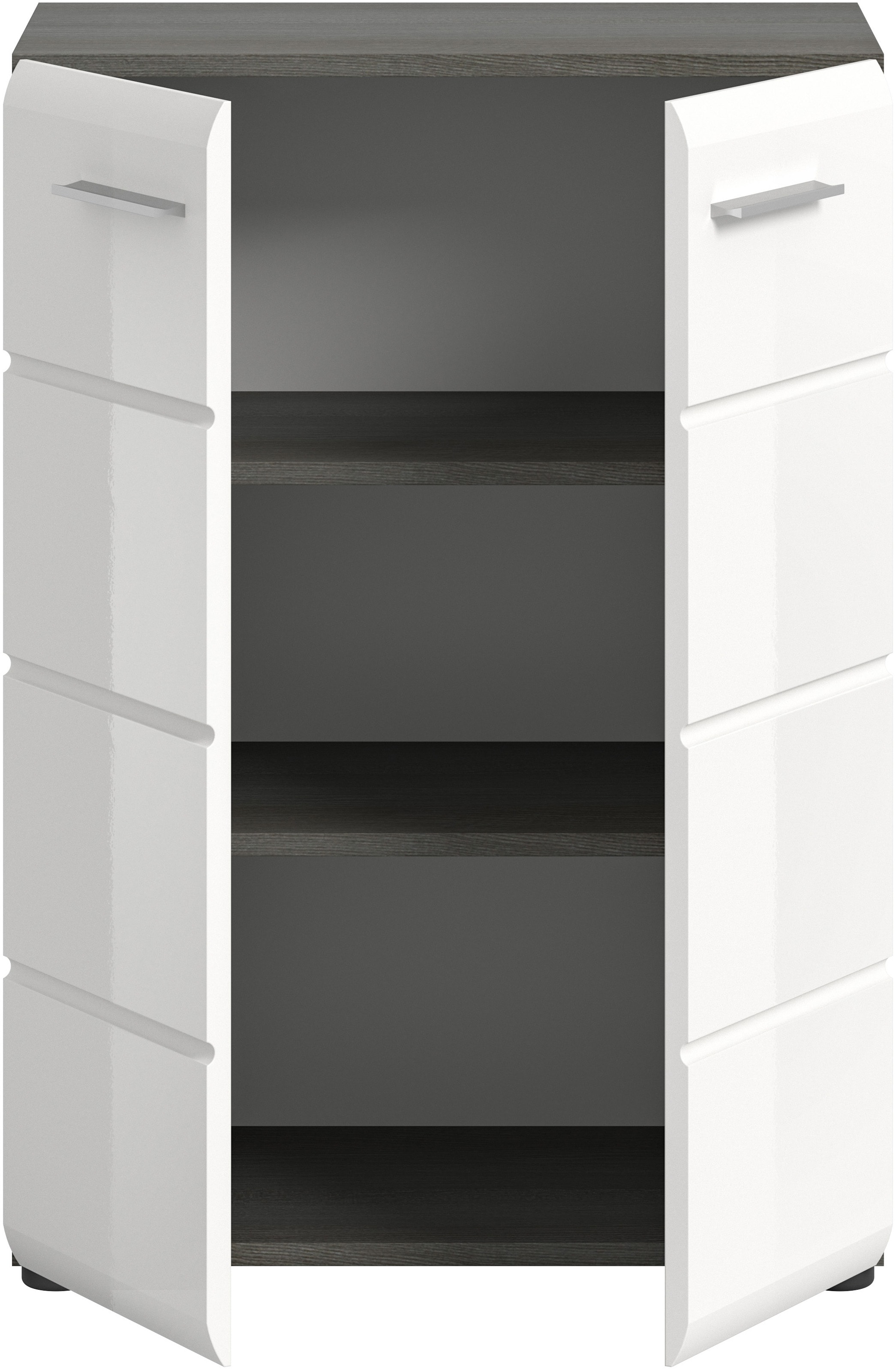INOSIGN Kommode »Rumba, Breite 60cm, in Rauchsilber Nachbildung/ Weiß Hochglanz«, Kommode, Sideboard, Schrank