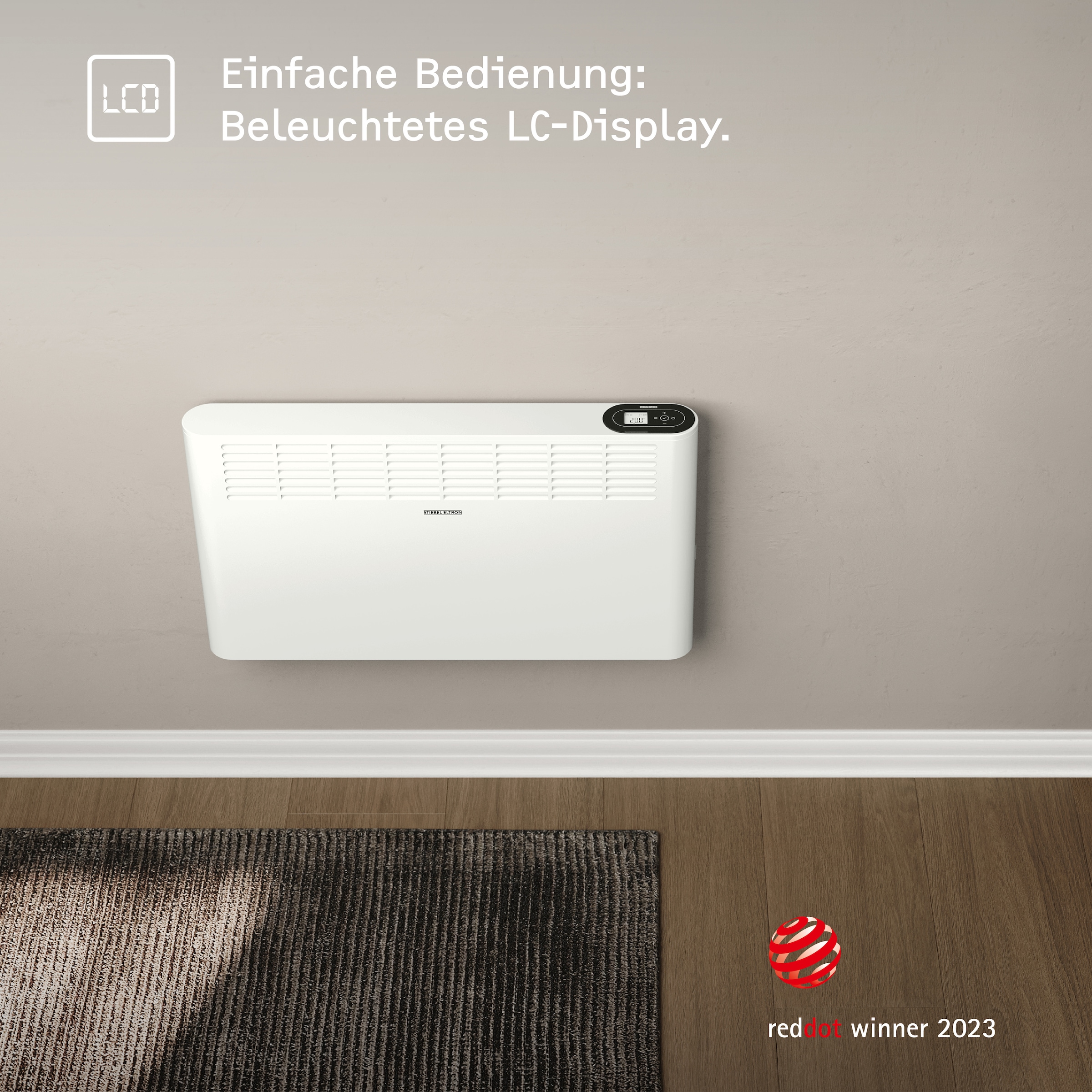 STIEBEL ELTRON Konvektor »»CNS 2000 Plus LCD«, Wandkonvektor, energiesparend, 2,0 kW«, für ca. 25 m², LC-Display, Wochen-/120 Min-Kurzzeittimer, Silent Mode