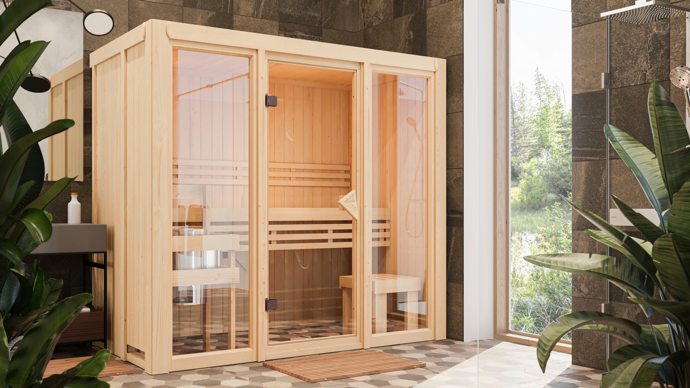 Karibu Sauna »Alani 2« Ofen 3,6 kW externe Strg.easy