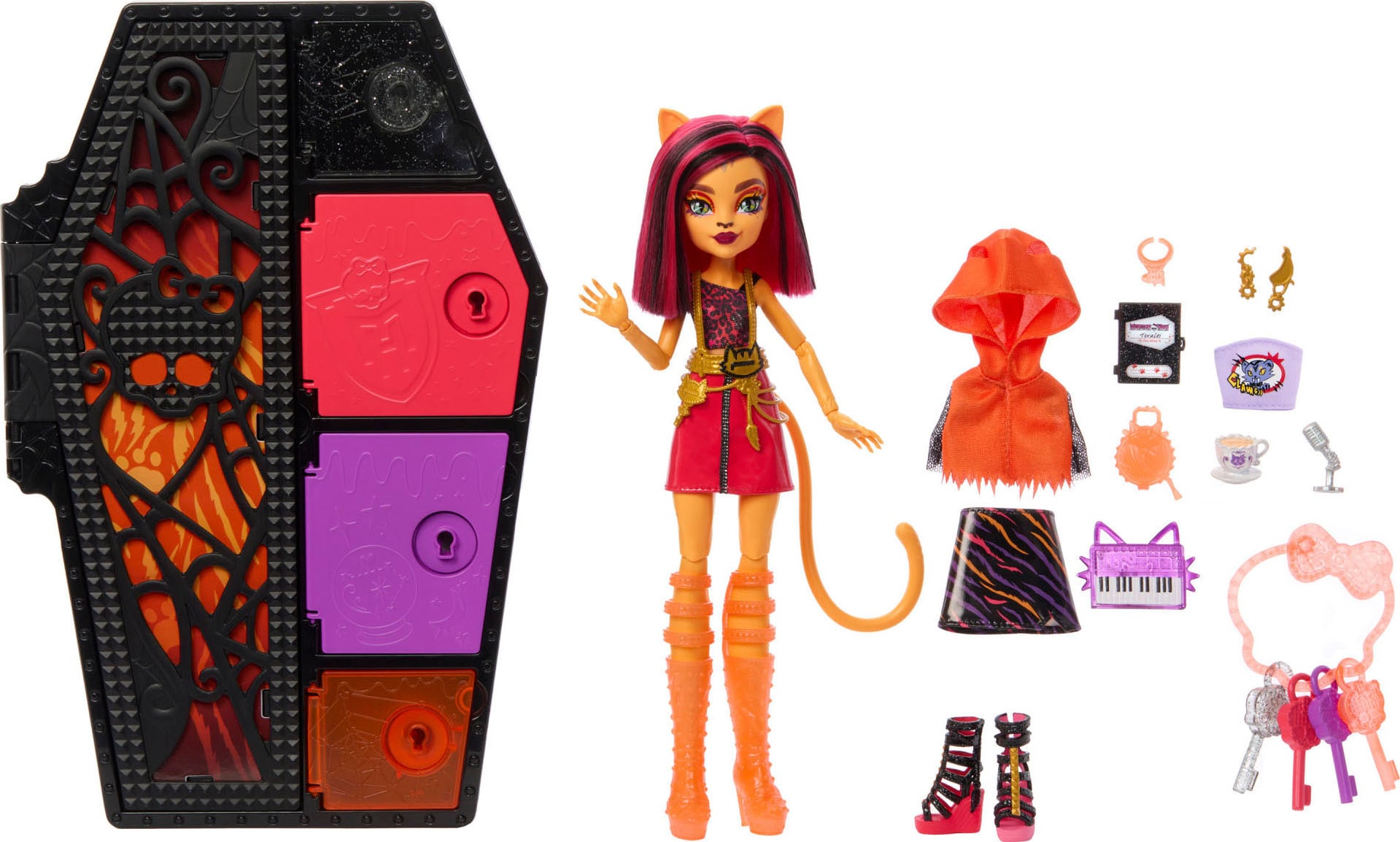 Anziehpuppe »Monster High, Skulltimate Secrets: Neon Frights Toralei Stripe«