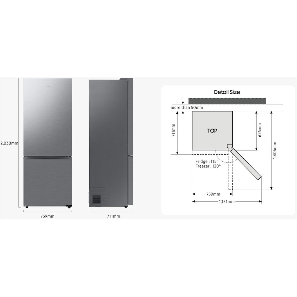 Samsung Kühl-/Gefrierkombination »RB53DG706AS9EF«, RB53DG703CB1, 203 cm hoch, 75,9 cm breit