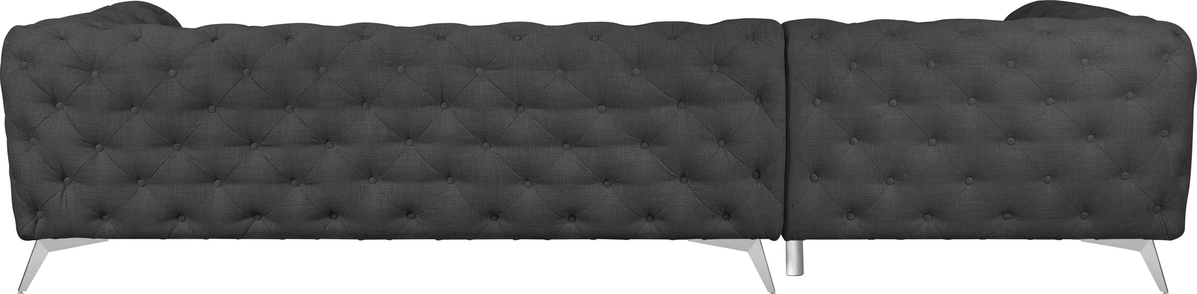 Leonique Chesterfield-Sofa »Ecksofa GLYNIS L-Form mit Wellenunterfederung, Maße B/T/H 323/264/75cm«, aufwändige Knopfheftung, moderne Chesterfield Optik, Fußfarbe wählbar
