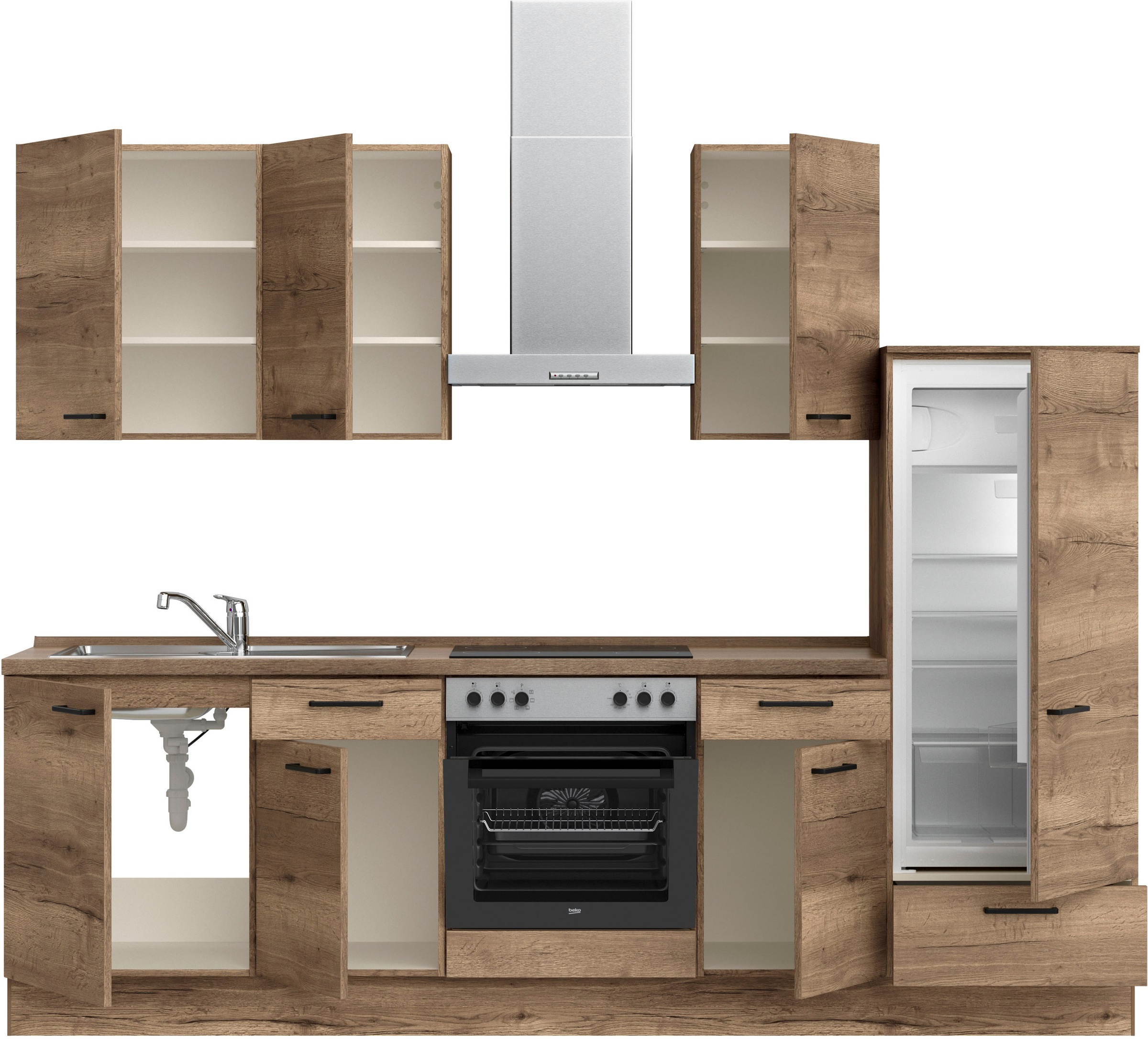 nobilia® Küchenzeile »"Structura I"« vormontiert, Ausrichtung wählbar, Breite 270 cm, wahlw. mit E-Geräten