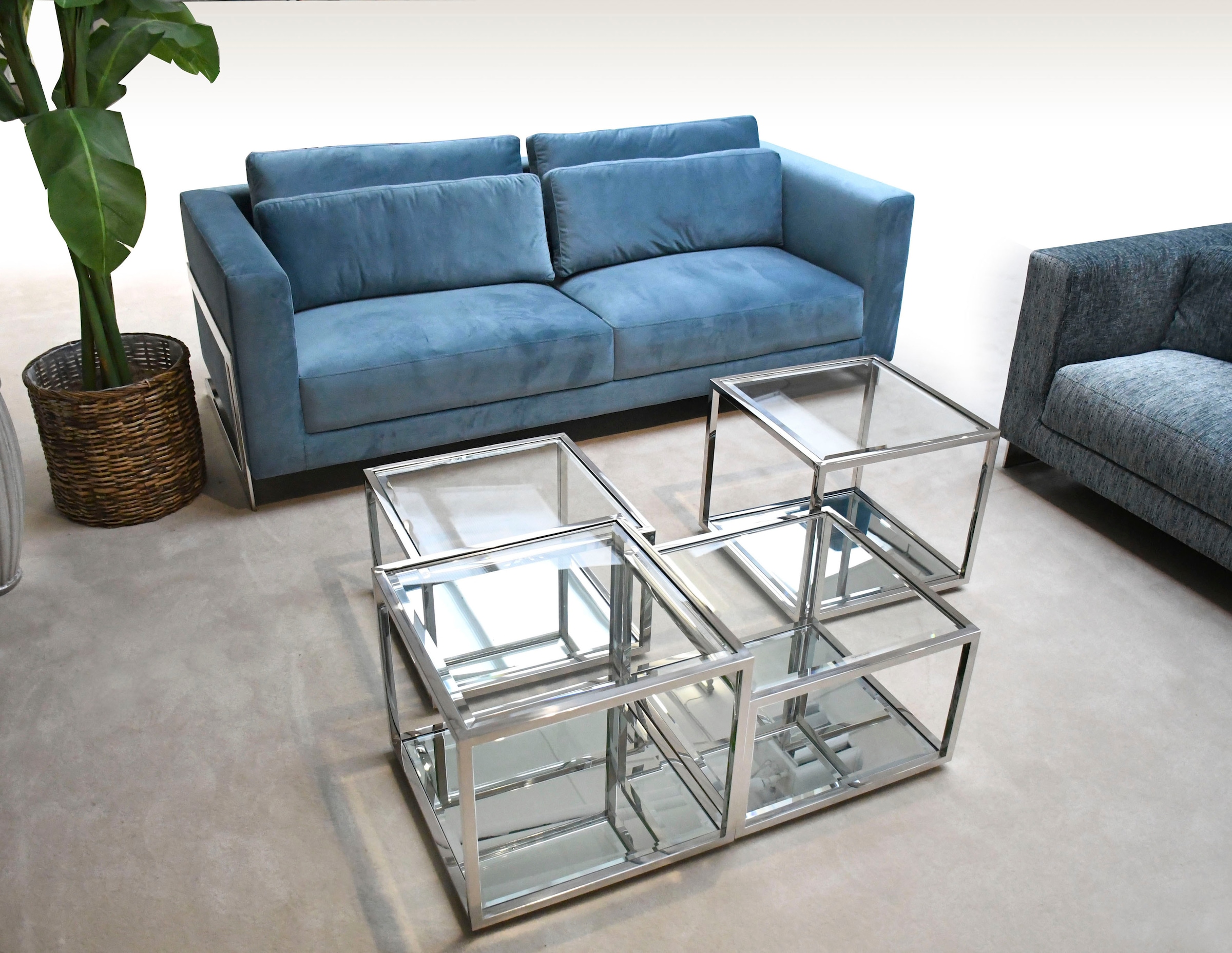 Leonique Couchtisch »Maik«, Couchtisch, 4 Tische, Glas, Chromgestell, 50x50 günstig online kaufen