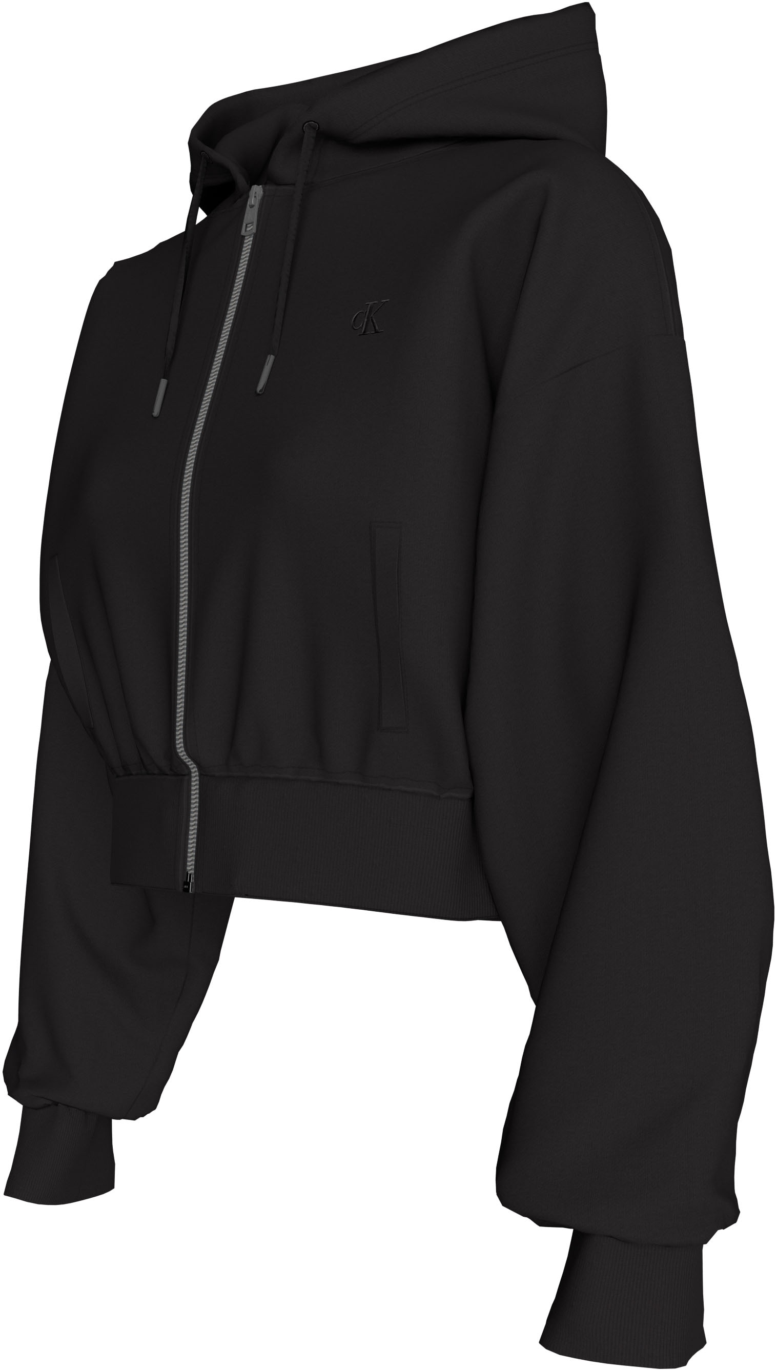 Calvin Klein Jeans Sweatjacke »LS MONOGRAM TERRY CROP RELAXED F« Regular fit mit Kapuze mit Kordelzug