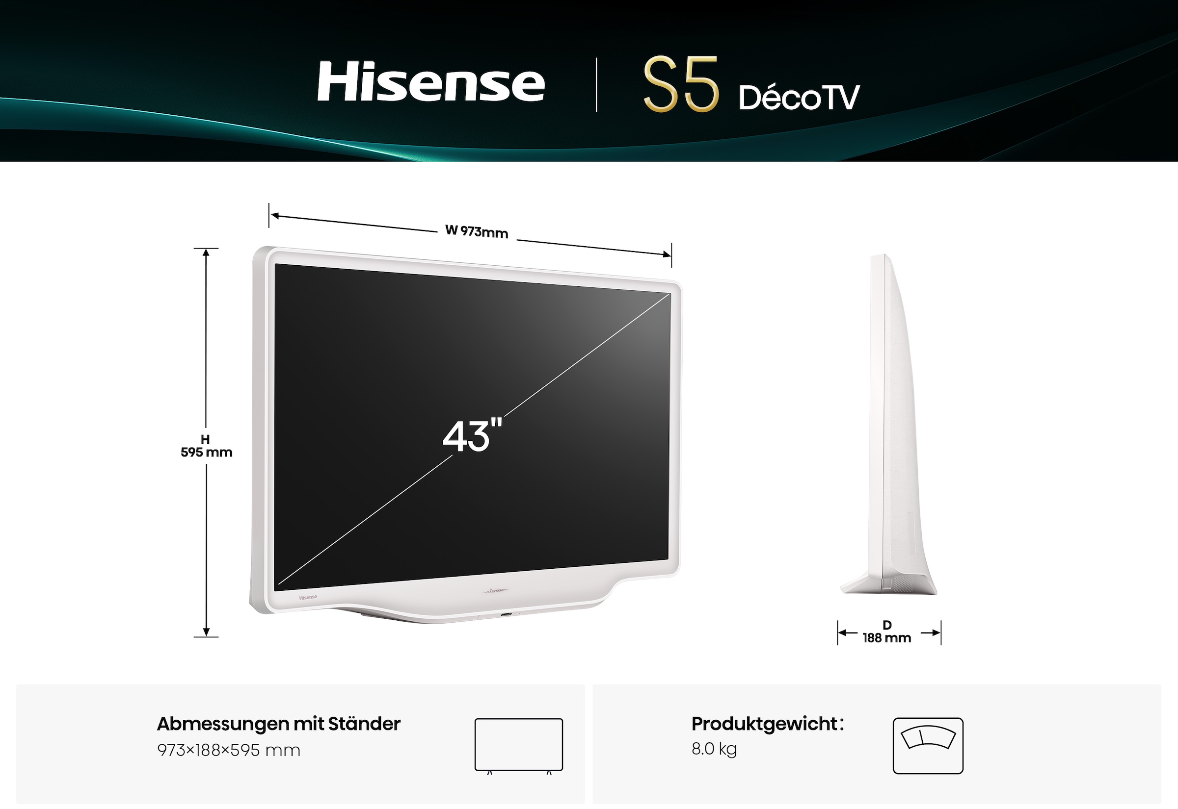 Hisense QLED-Fernseher »43S5DQ« 108 cm/43 ″ Smart-TV
