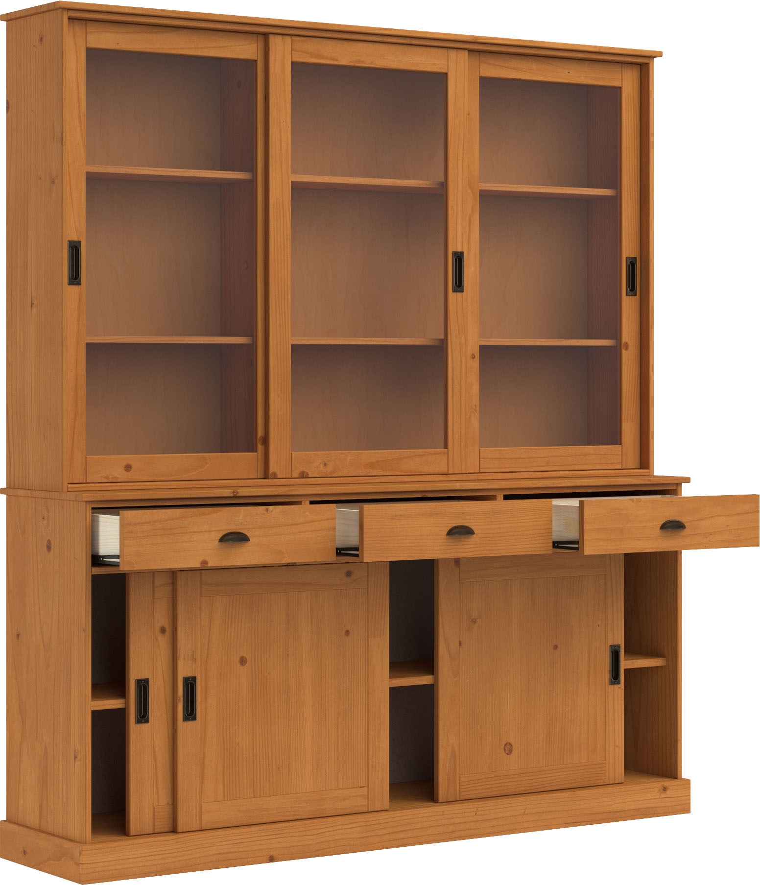 Home affaire Buffet »Schröder«, mit 6 Schiebetüren, davon 3 mit Glaseinsatz,Br.170 cm, Kiefer massiv