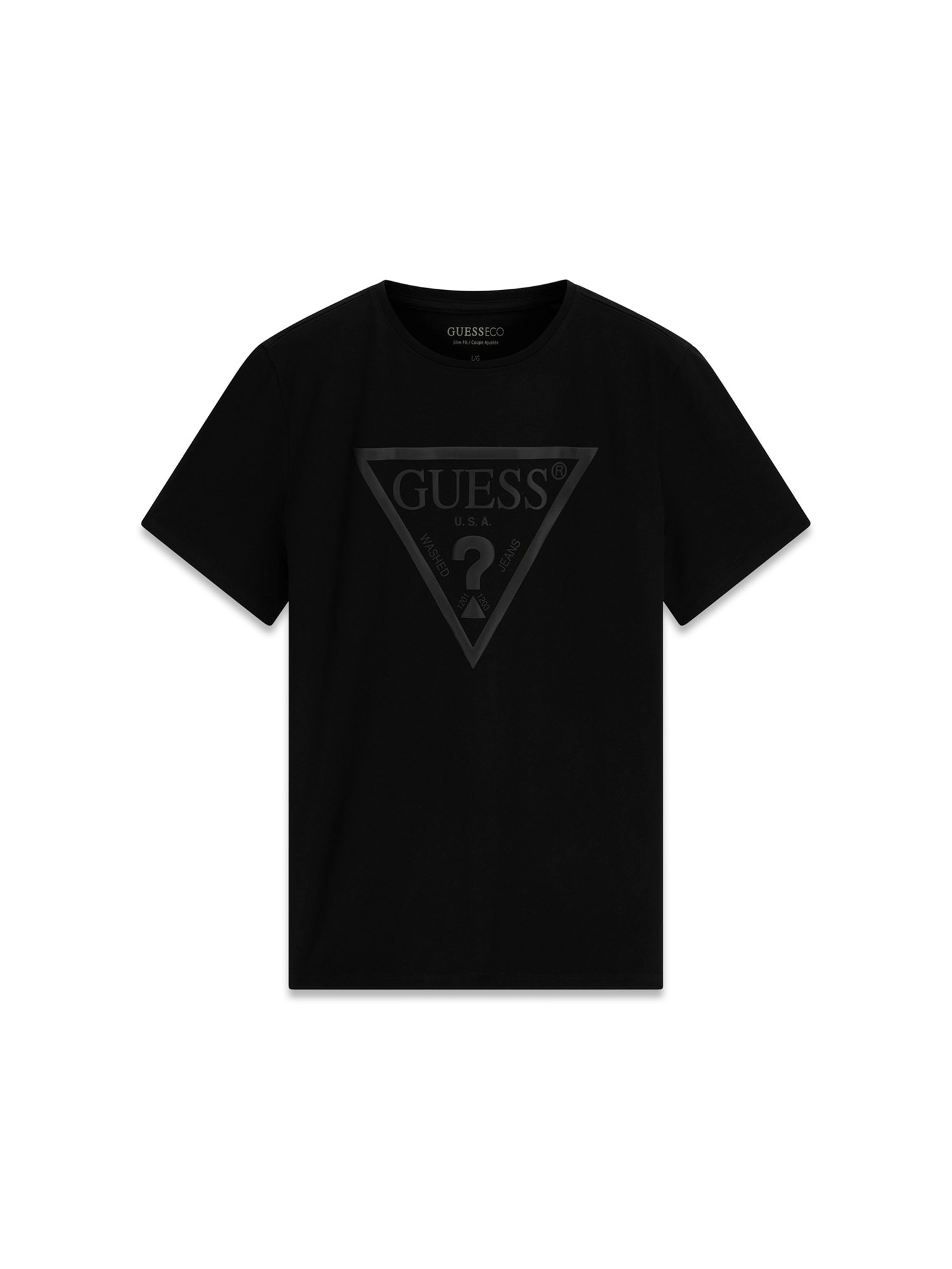 Guess T-Shirt »CN SS CORE TRIANGLE LOGO TEE« Rundhalsausschnitt, Slim Fit, reine Baumwolle