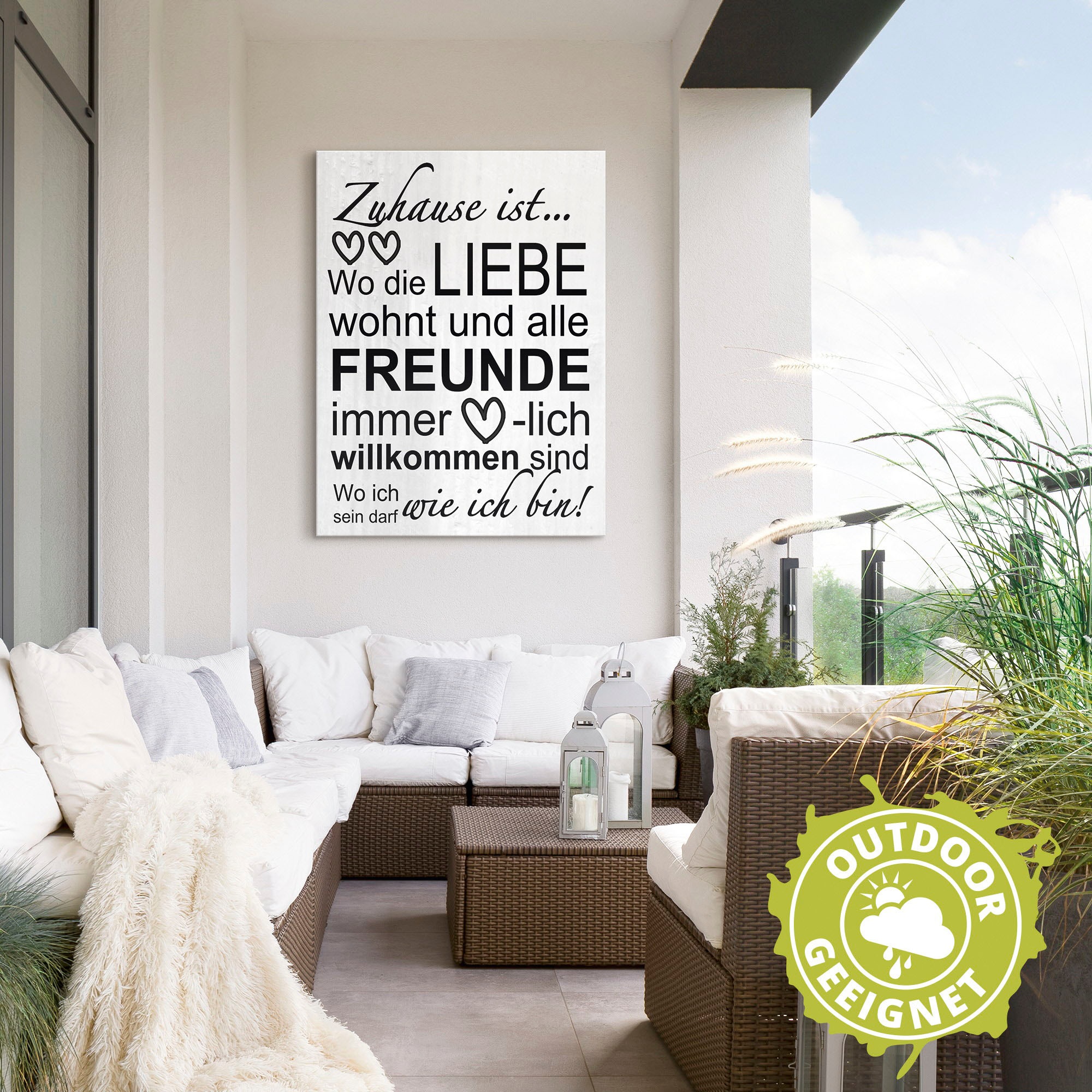 Artland Wandbild »Wo die Liebe wohnt«, Sprüche & Texte, (1 St.), als Alubild, Outdoorbild, Leinwandbild, Poster, Wandaufkleber