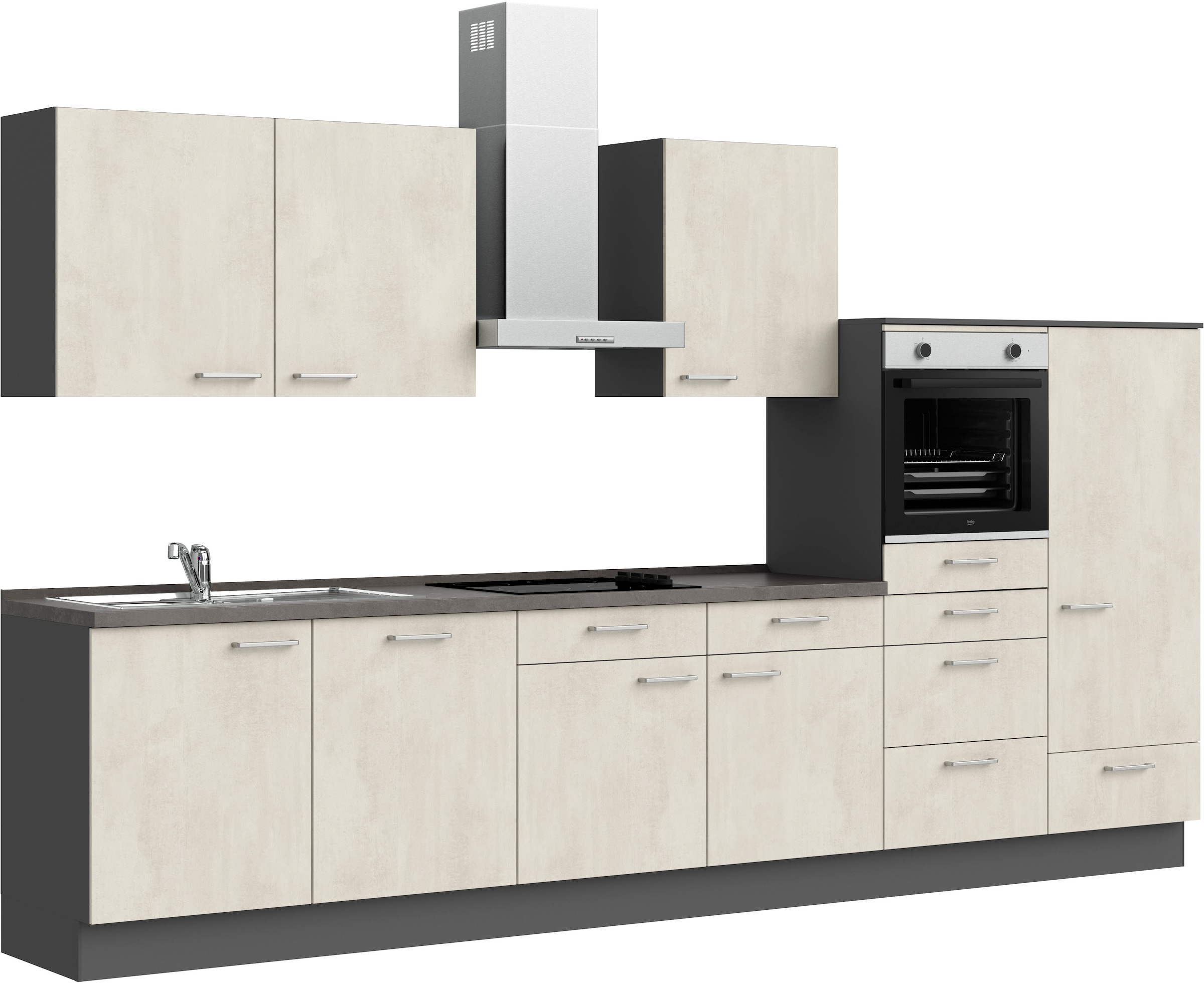 nobilia® Küchenzeile »"Riva I"« vormontiert, Ausrichtung wählbar, Breite 360 cm, wahlw. mit E-Geräten