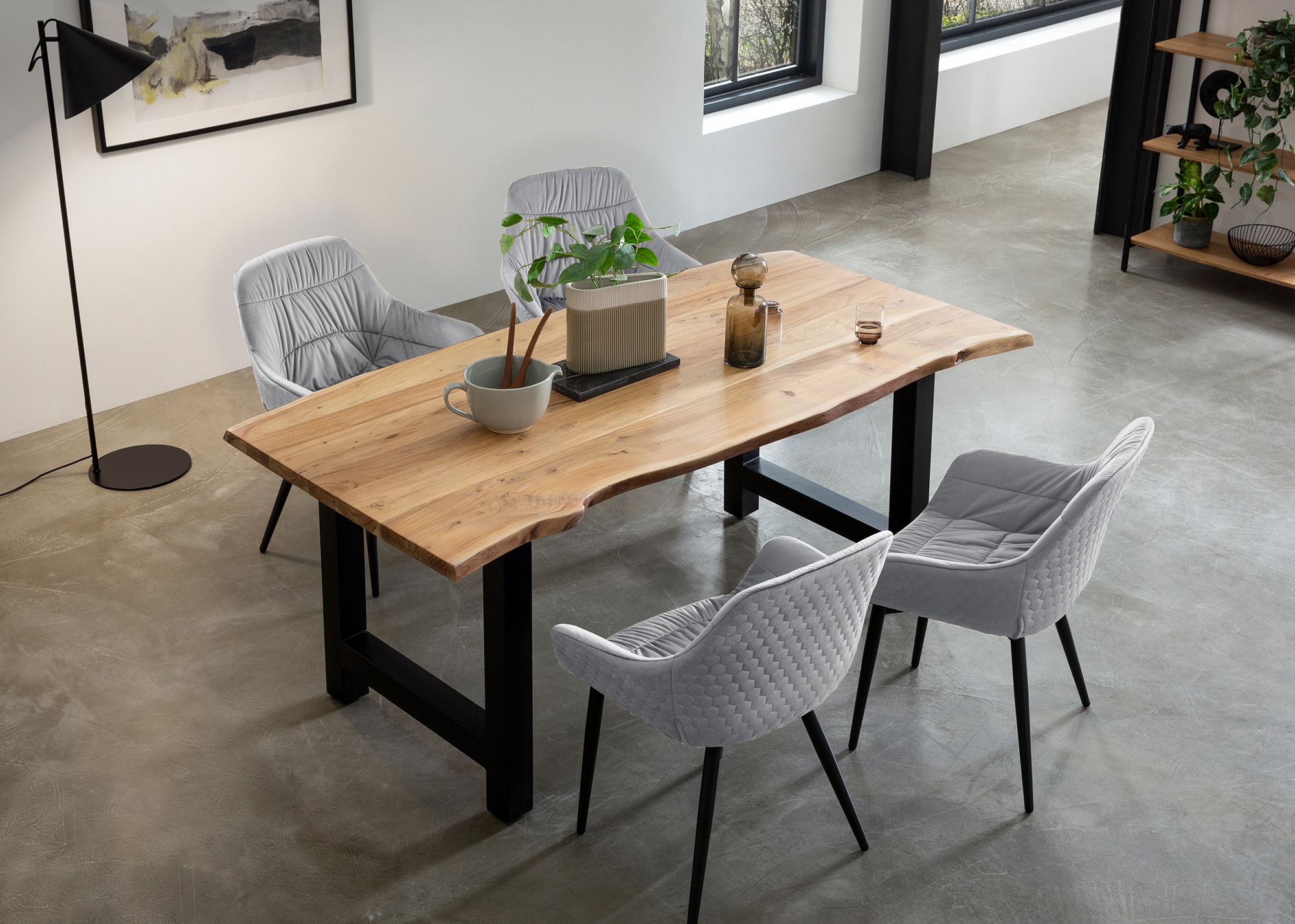 SalesFever Essgruppe »Esszimmerausstattung aus Holz und Metall« Set, 5 Stk. günstig online kaufen