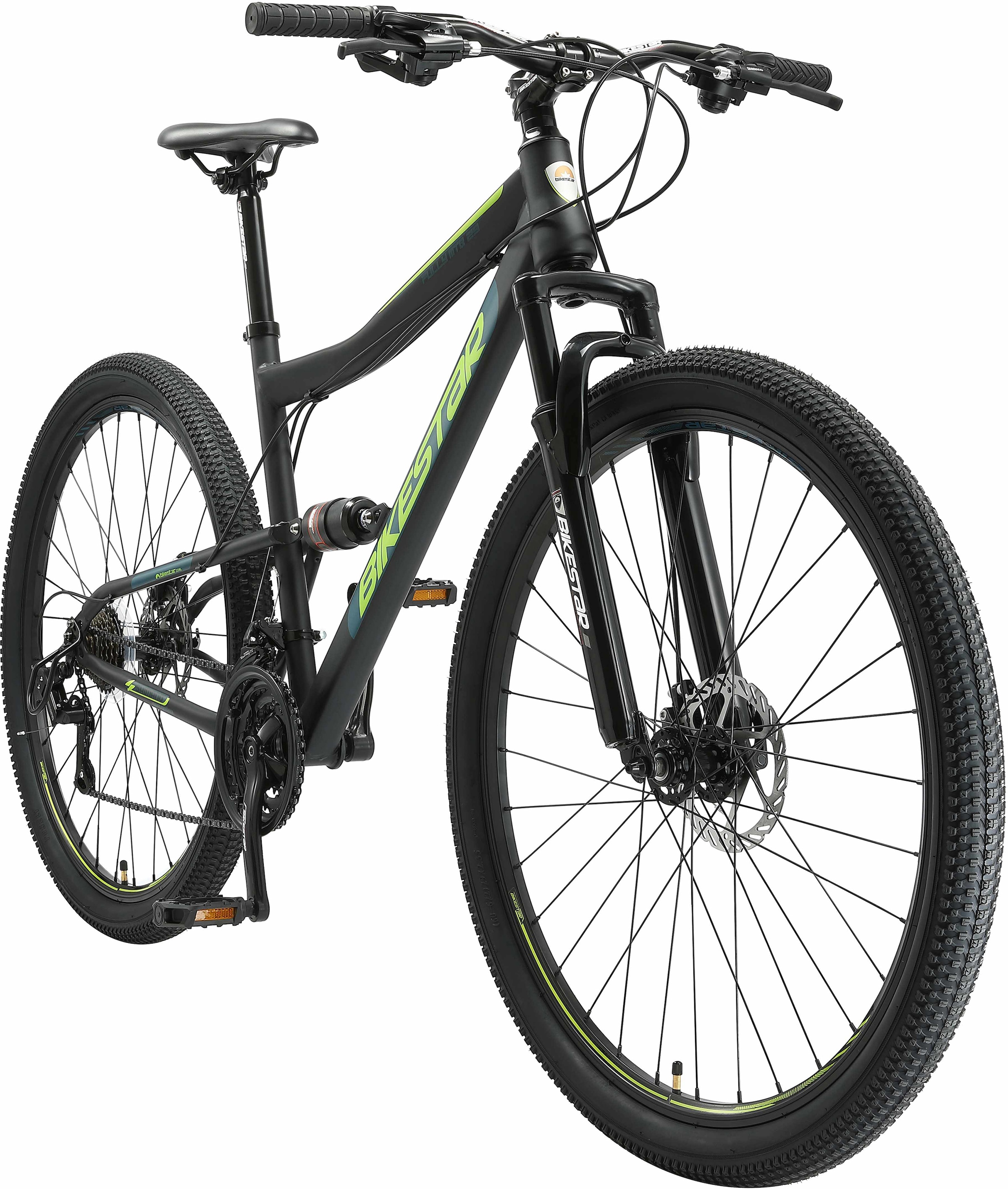 Bikestar Mountainbike, 21 Gang, Shimano, RD-TY300 Schaltwerk, Kettenschaltung, für Damen und Herren, Kettenschaltung