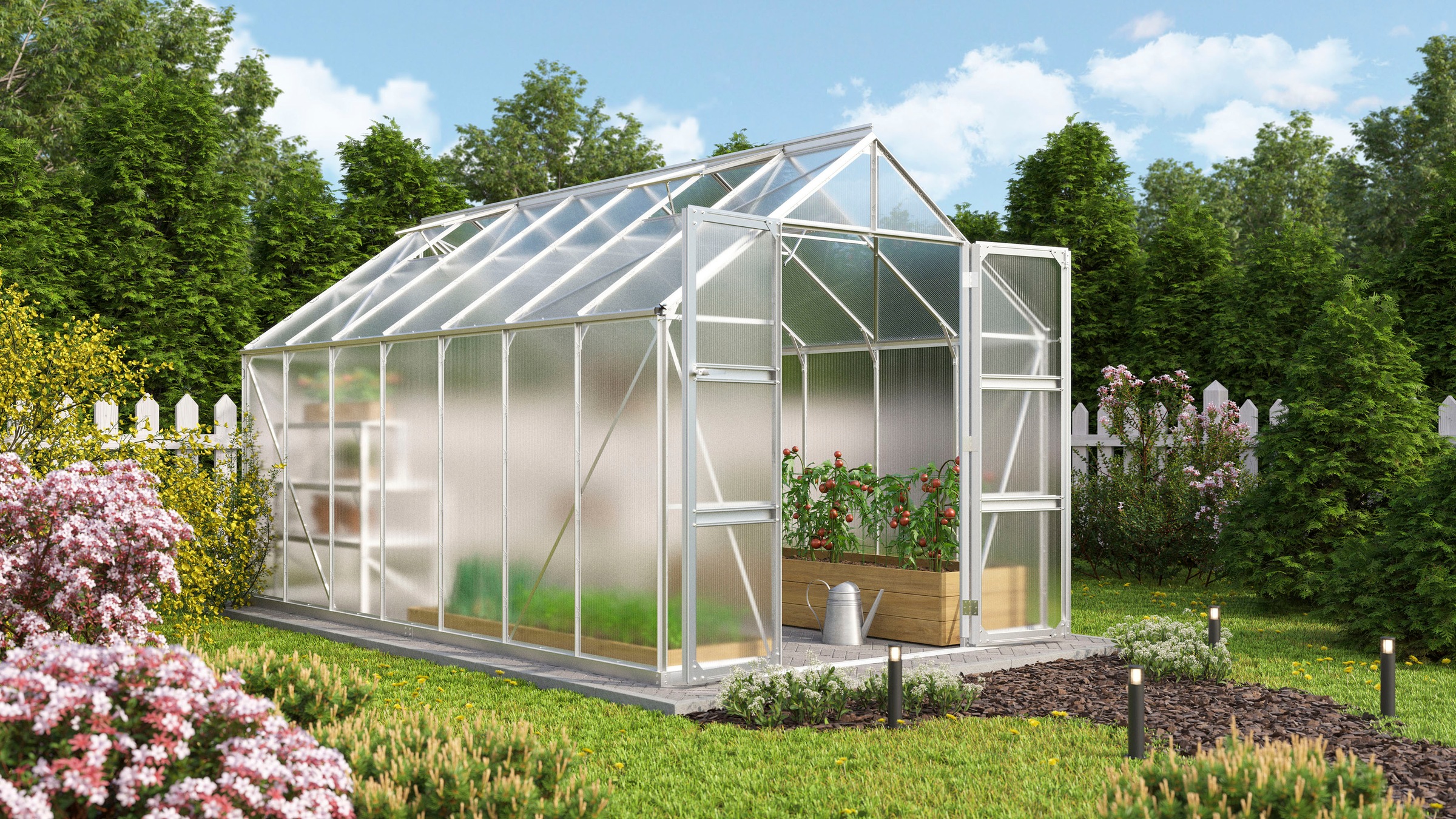 Vitavia Gewächshaus »Domus 11500«, mit Doppelschwingtüren und bodentiefer Türschwelle, 6 mm Hohlkammer