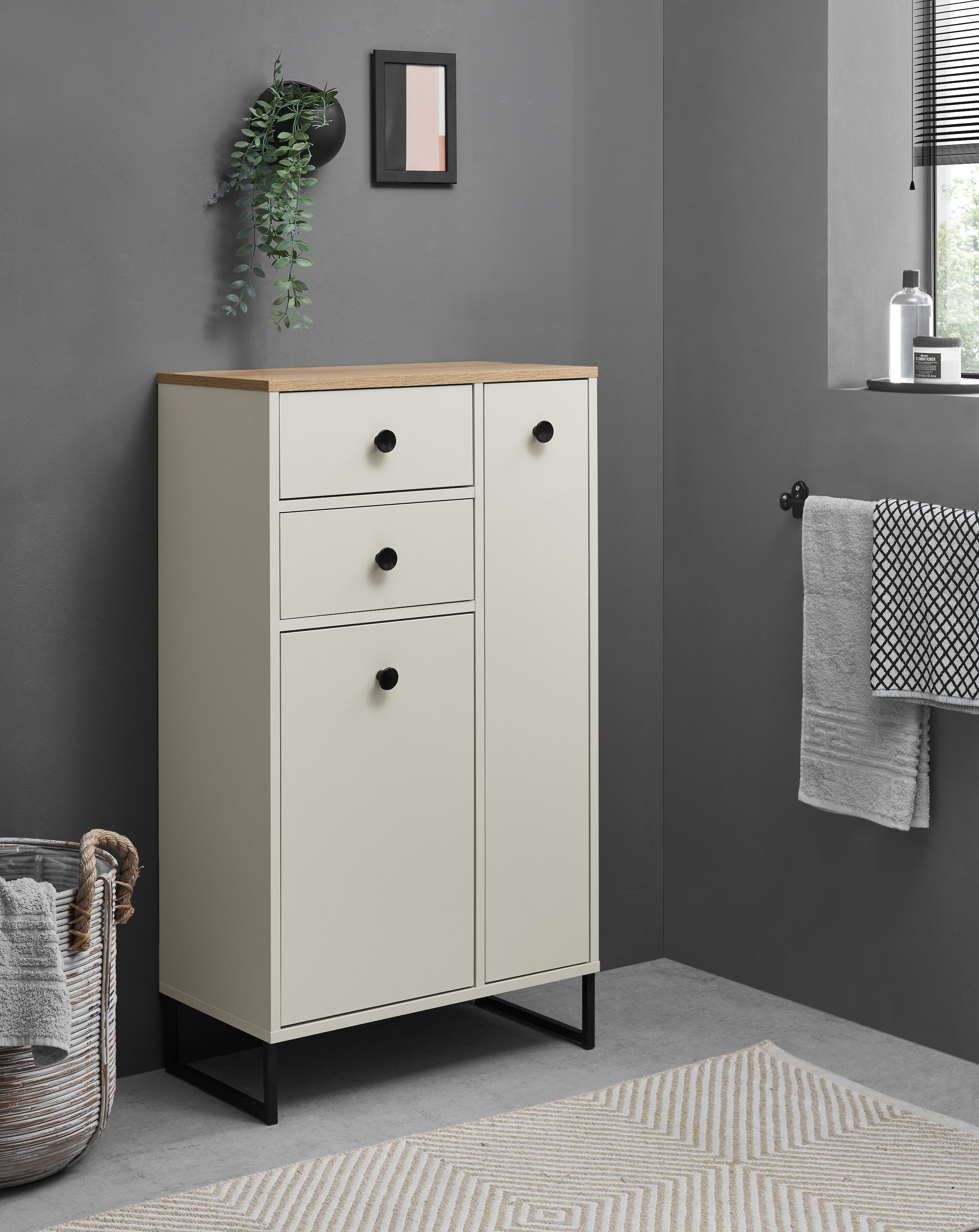 BASIC by Balculina Midischrank »Linea« 1 Stk. tlg. Breite 38cm, U-Profil Füße, Unterflurauszug