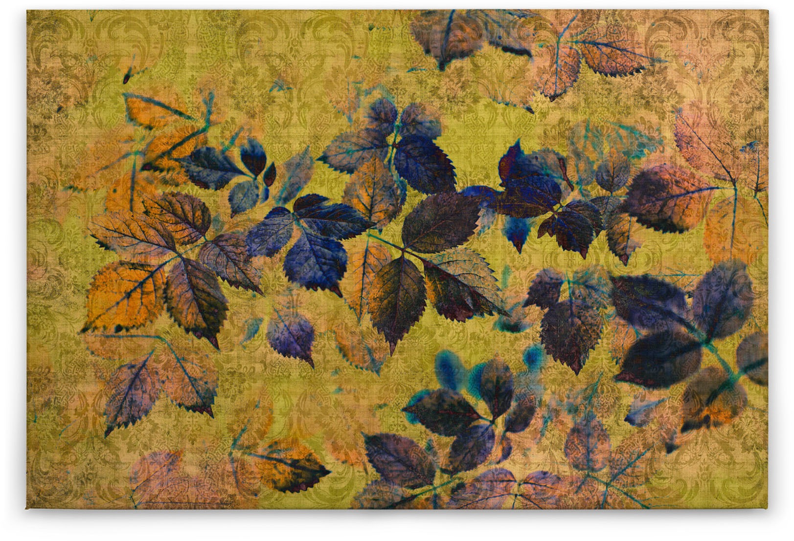 A.S. Création Leinwandbild »indian summer«, Kunst-Blumen-Kinder, (1 St.), Keilrahmen Bild Blätter Natur Floral Leinwand-Bild Wohnzimmer modern