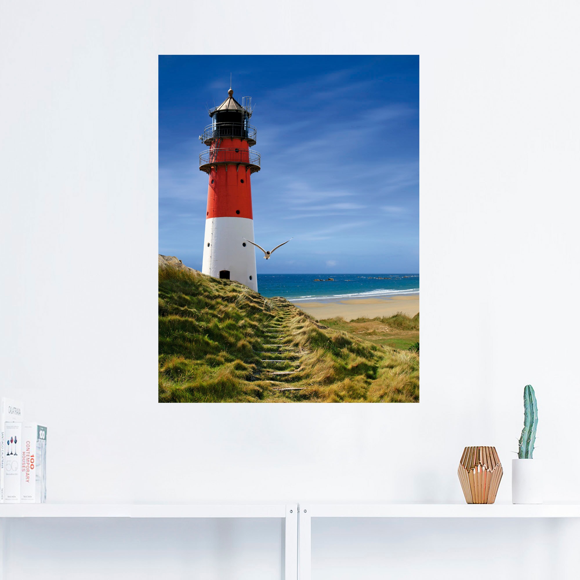 Artland Wandbild »Leuchtturm am Deich«, Gebäude, (1 St.), als Leinwandbild, Poster, Wandaufkleber in verschied. Größen