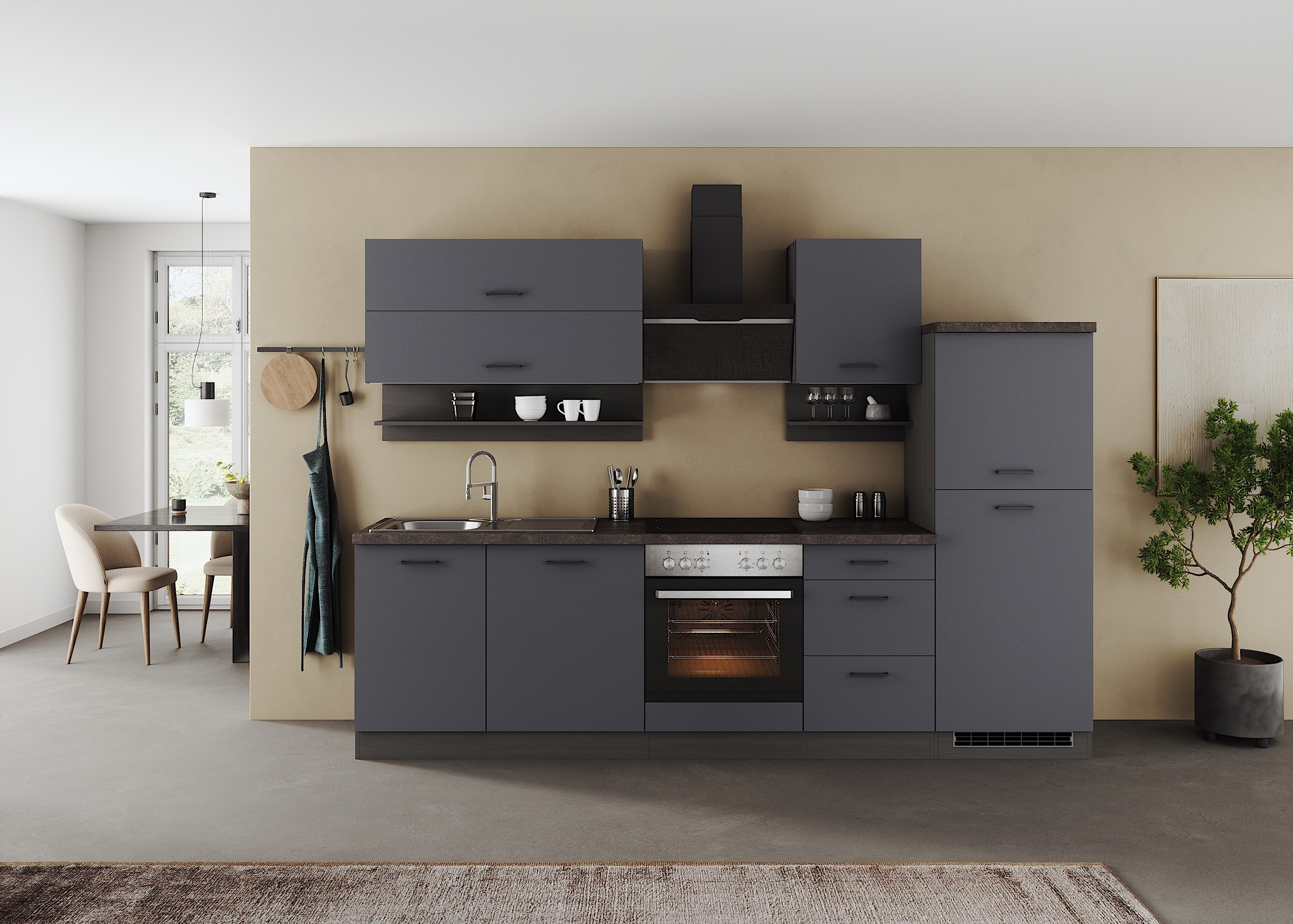 KOCHSTATION Küchenzeile »KS-Frieda Breite 280 cm« wahlweise mit E-Geräten, günstig online kaufen