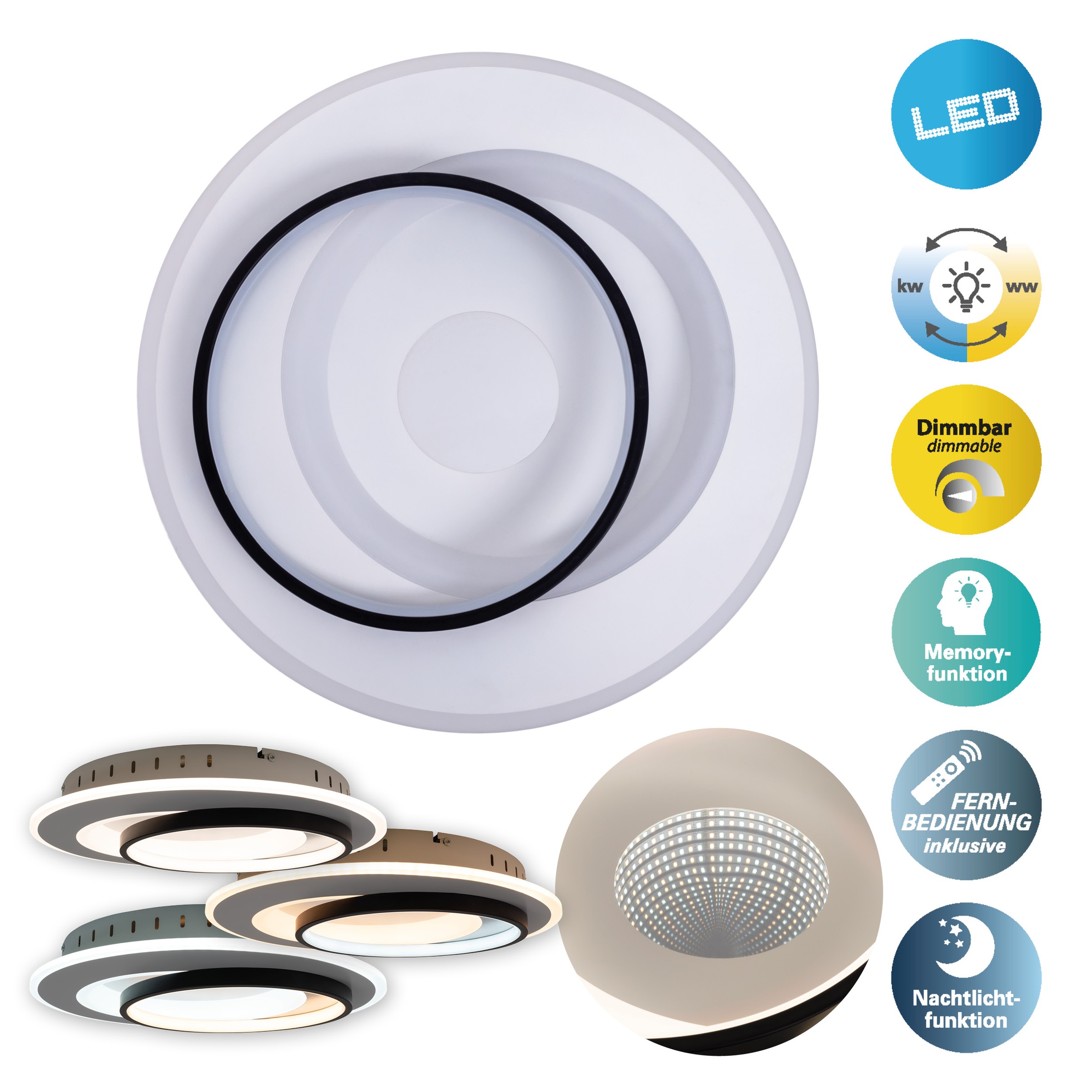 näve LED Deckenleuchte »Malea« LED-Modul 1 Stk. warmweiß - kaltweiß dimmbar günstig online kaufen