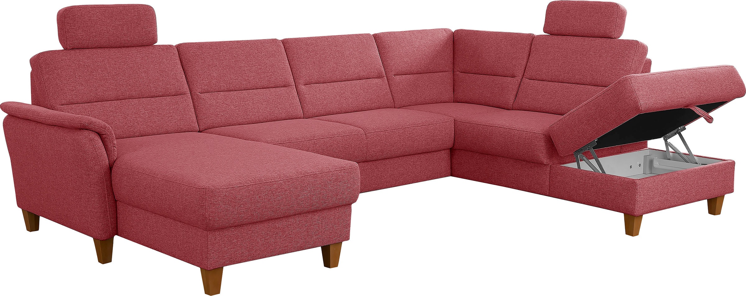 Home affaire Wohnlandschaft »Palmera U-Form, B: 308 cm«, optional Bettfunktion & Bettkasten, Federkern