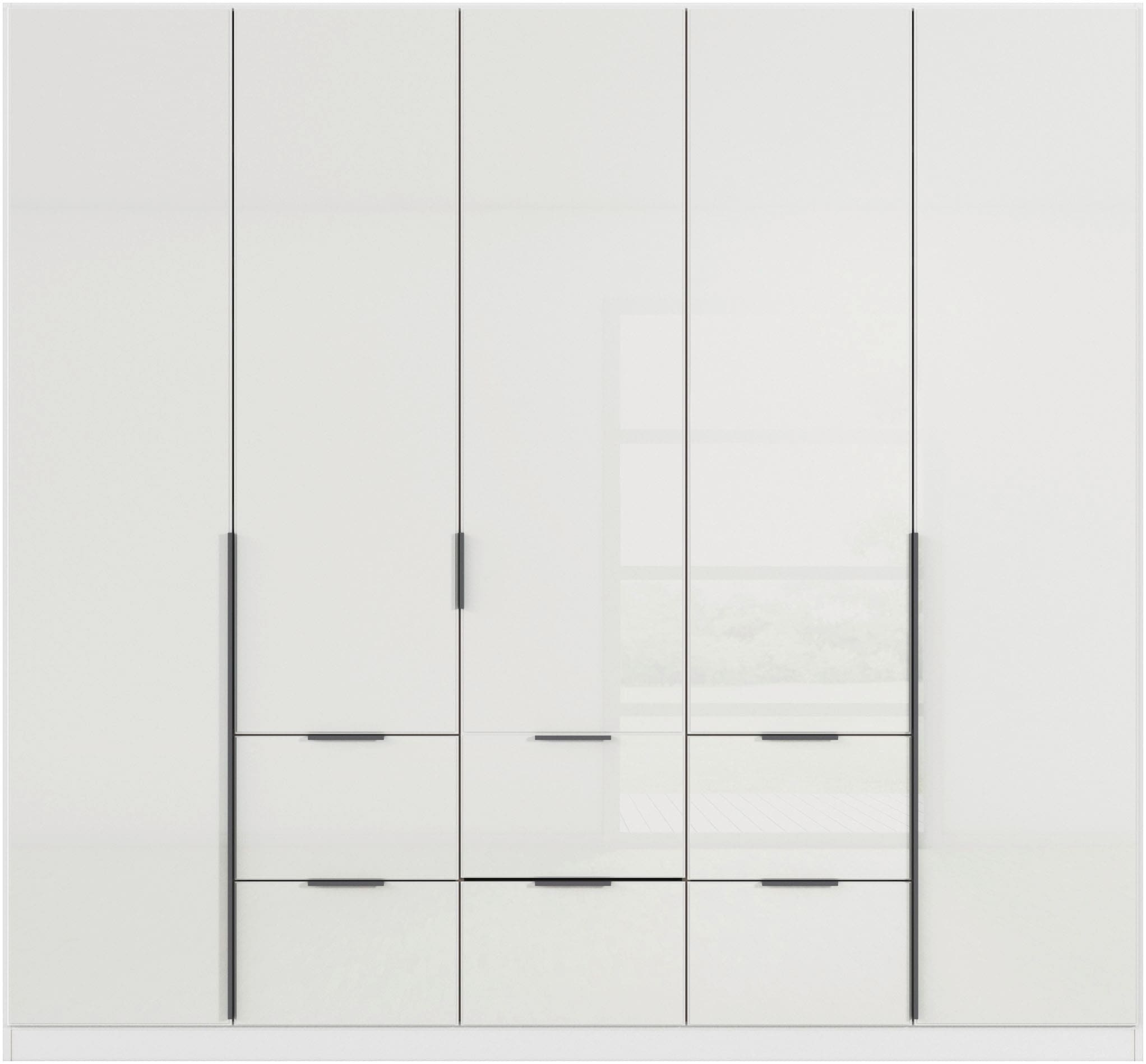 rauch Drehtürenschrank »Kleiderschrank Kleiderschränke Schrank Garderobe AGORDO mit Glasfront«, (in zwei Griff-Farben mit Glasfront), mit Außenschubkästen, in 6 Breiten und 2 Höhen MADE IN GERMANY