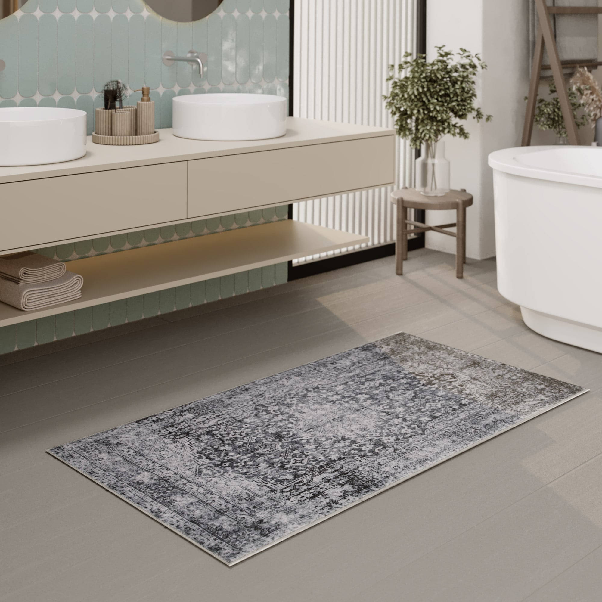 Wecon home Badematte »Ralph«, fußbodenheizungsgeeignet, Vintage, waschbar, rutschfest, schnell trocknend, weich, Badteppich