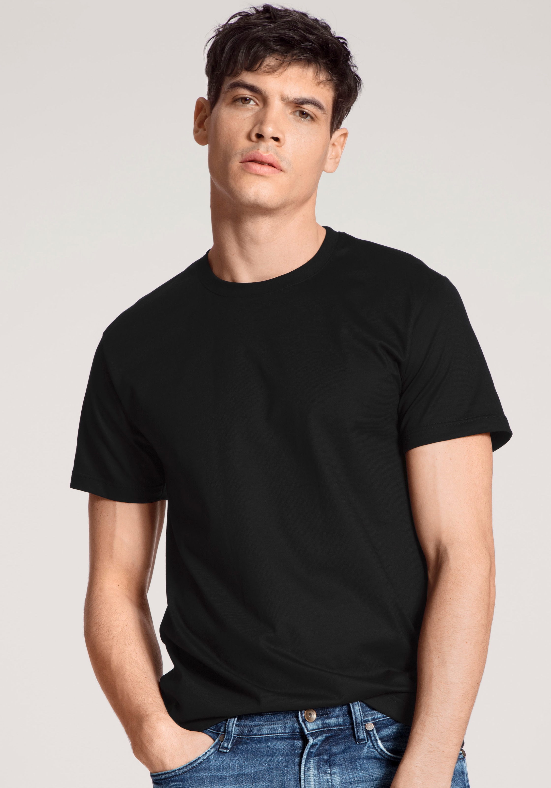 CALIDA T-Shirt »Natural Benefit« 2er Pack,  Modern Fit, Single Jersey, Kurzarm, Rundhals-Ausschnitt