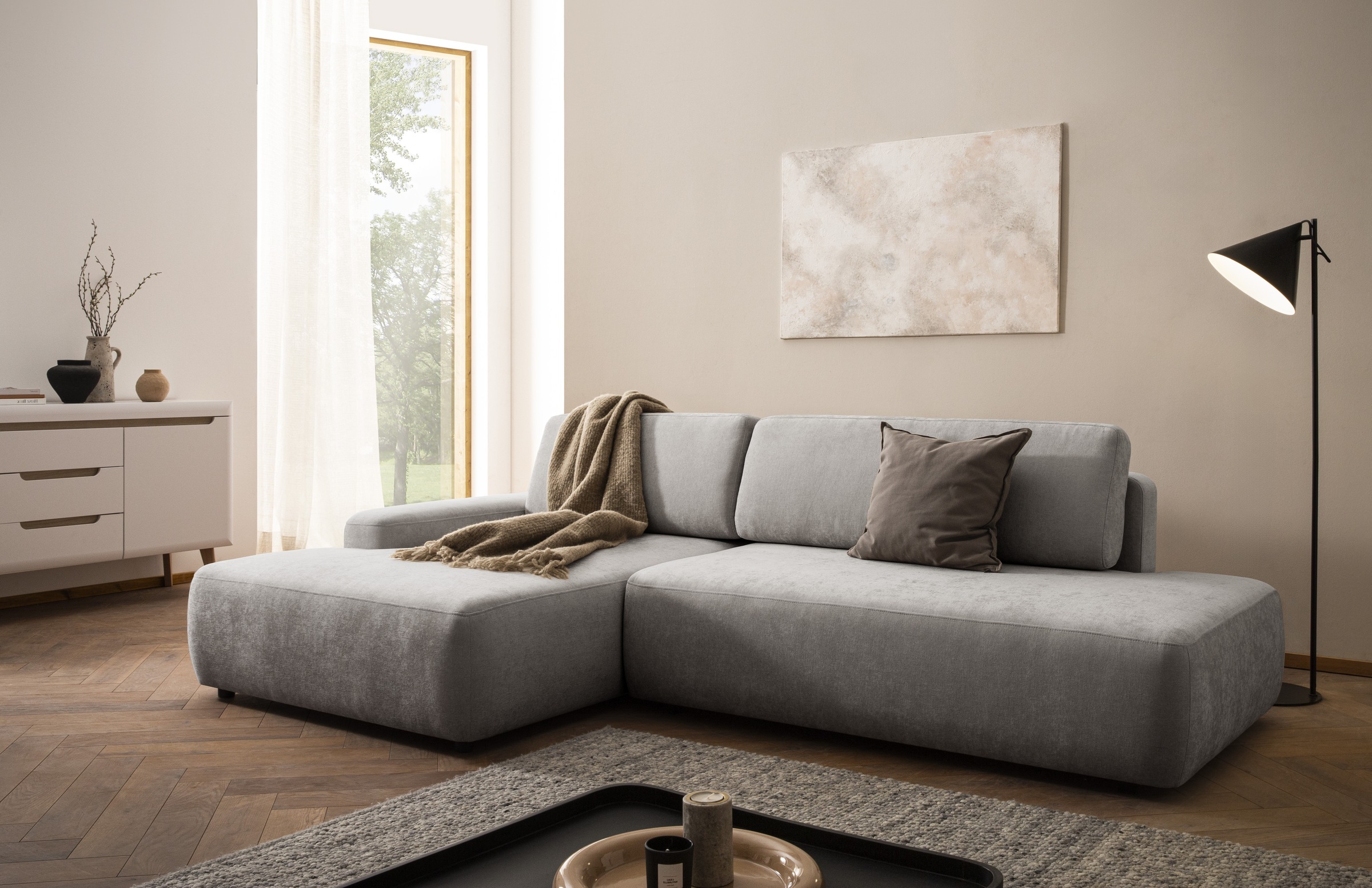 INOSIGN Ecksofa »TORGE, Schlafsofa Cord, Samtvelours u. Strukur fein, Couch günstig online kaufen