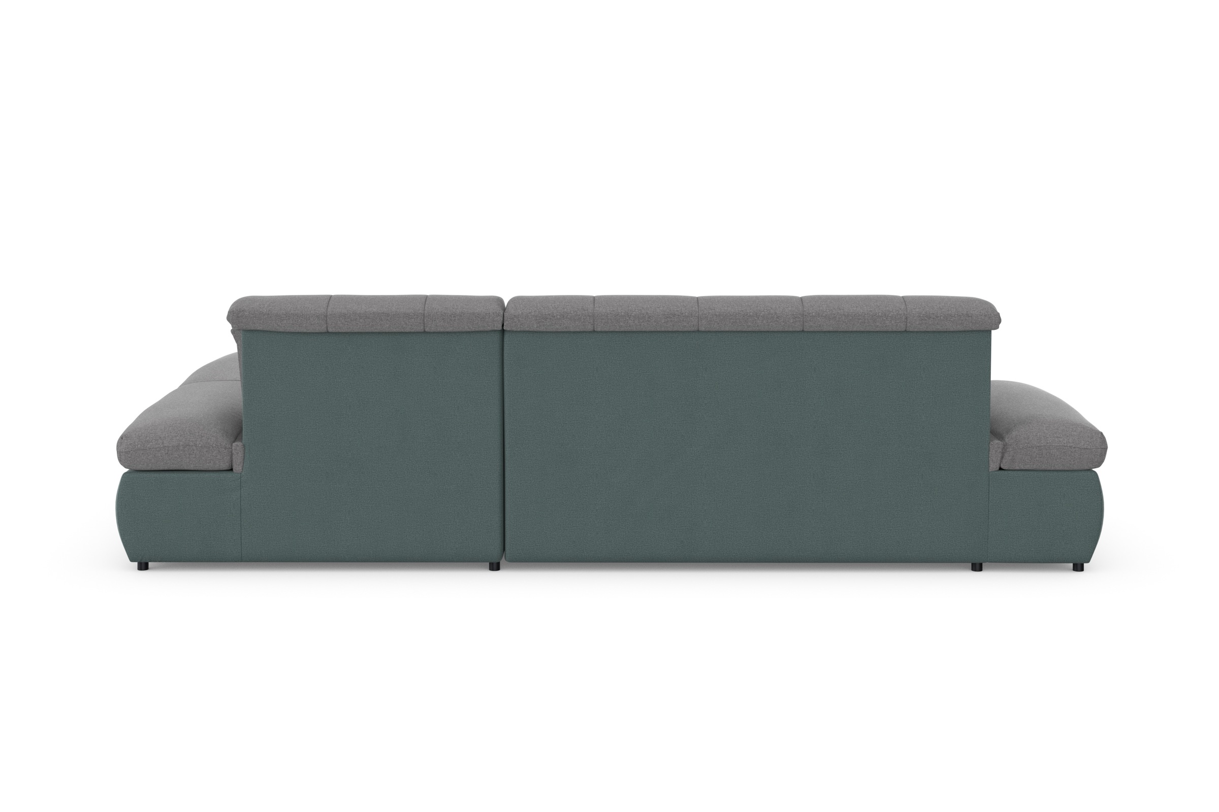 DOMO collection Ecksofa »Moric, L-Form, XXL-Sofa - Breite 300cm«, wahlweise mit Bettfunktion und Armteilverstellung, eisblau-grau