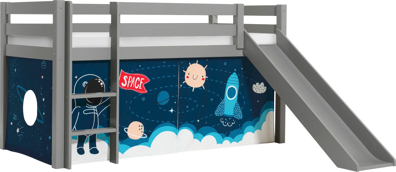 Vipack Spielbett "Pino, Kiefer massiv, mit Rolllattenrost u. Textil-Set, Ma günstig online kaufen