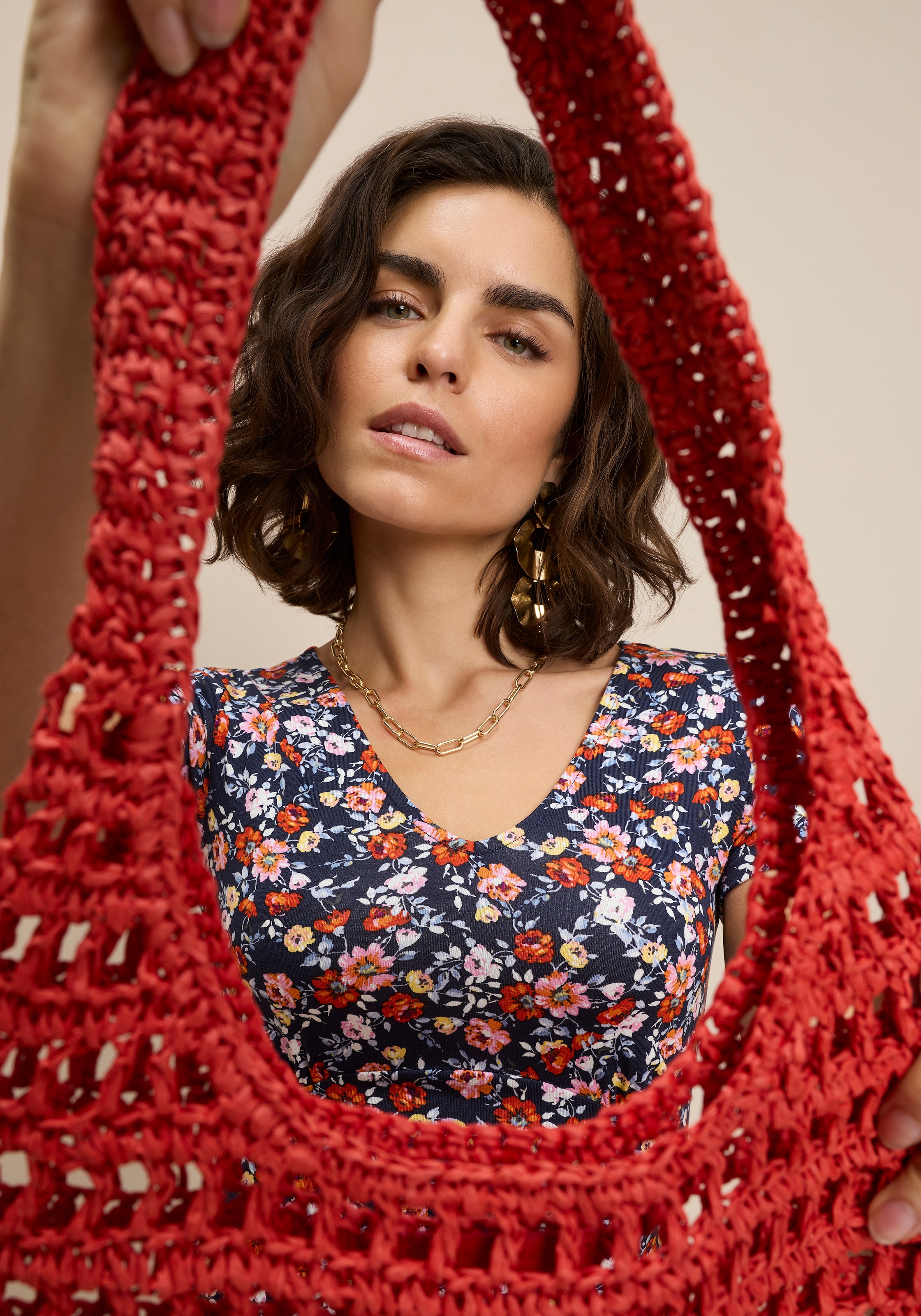 Laura Scott Sommerkleid im Skaterstil, mit floralem Alloverdruck, aus Viskosemischung