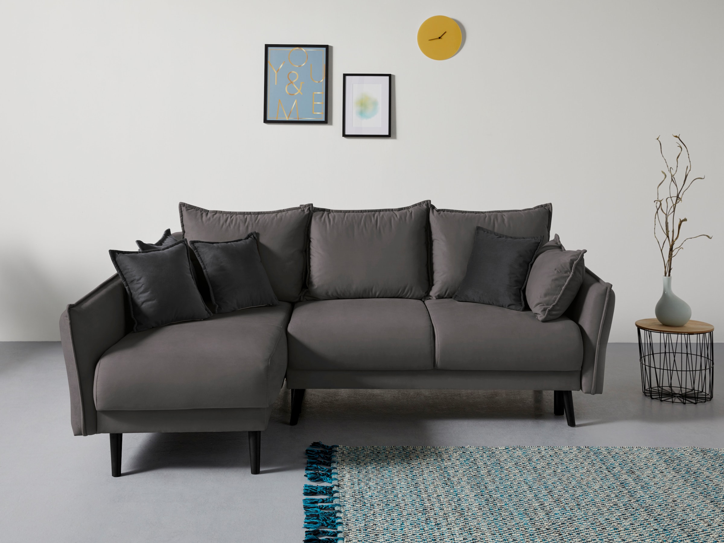 INOSIGN Ecksofa »Asra L-Form«, incl. Bettfunktion und Bettkasten, Seitentas günstig online kaufen