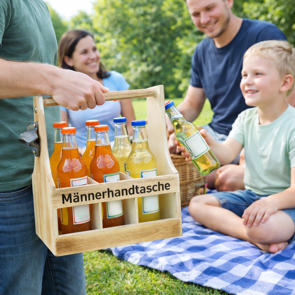 KESPER® Flaschenträger »Männerhandtasche, geflammt, Sperrholz, FSC« mit Flaschenöffner