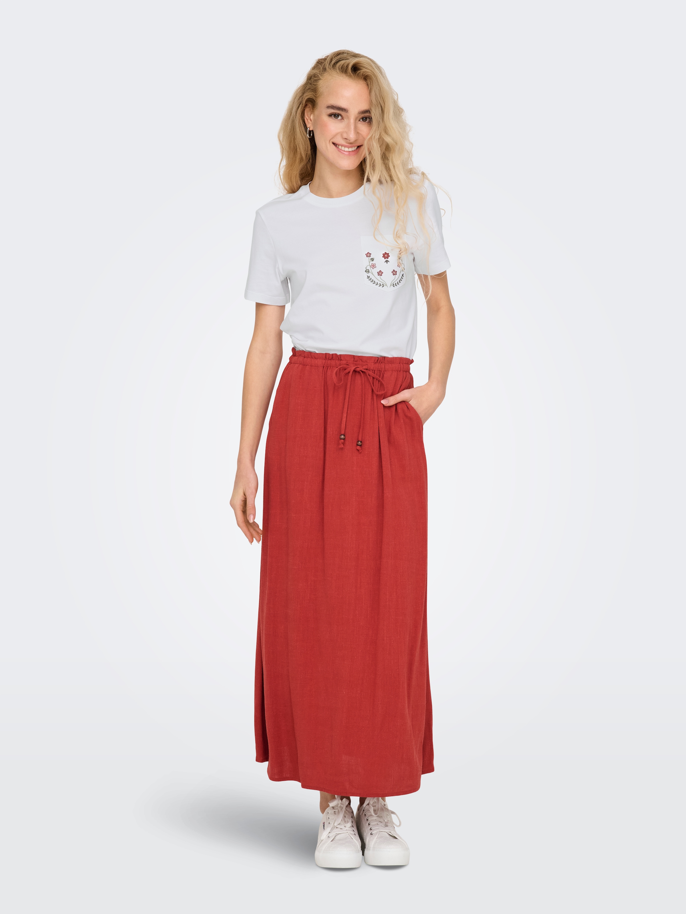 ONLY Kurzarmshirt »ONLPOLLY LIFE REG S/S POCKET TOP BOX JRS« Baumwolle, regular fit, Rundhals