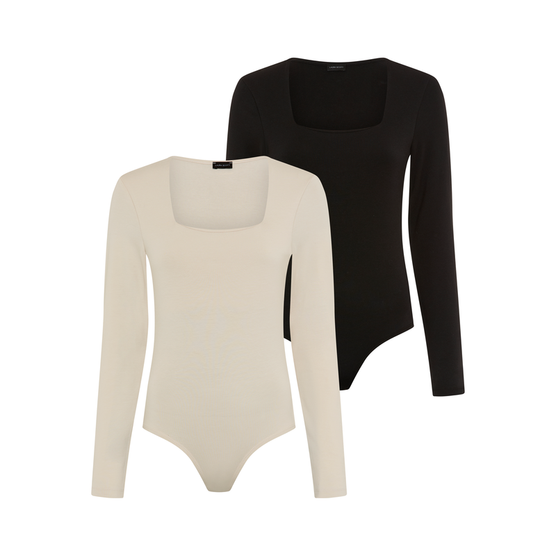 LAURA SCOTT Langarmbody mit modischem Karree-Ausschnitt - NEUE KOLLEKTION schwarz-nude 48 - N-Gr N-Gr 48 Body von Laura Scott