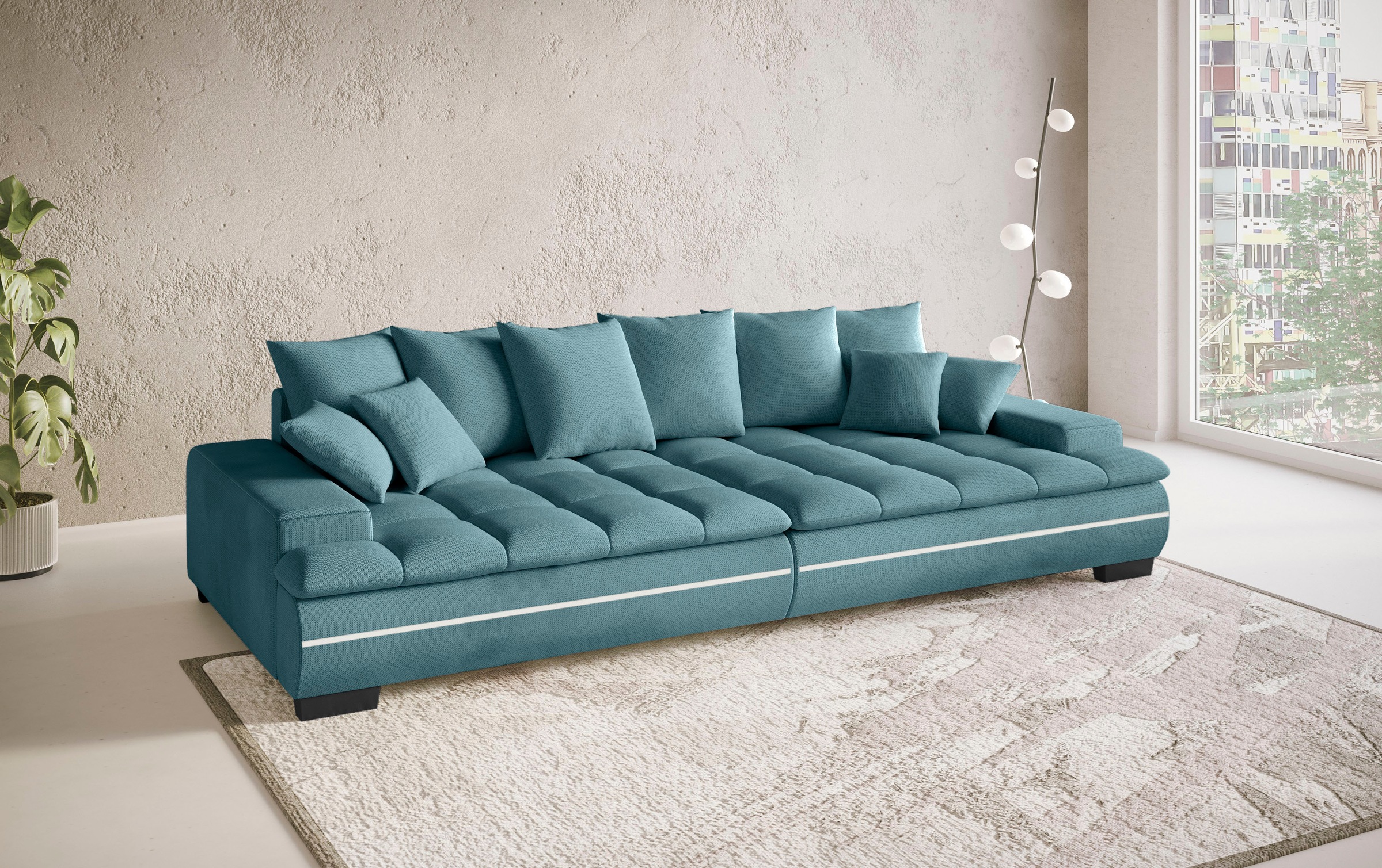 Mr. Couch Big-Sofa »Haiti II RGB-LED«, RGB-LED Beleuchtung, mit Handwerklich gearbeiteter Komfort-Steppung