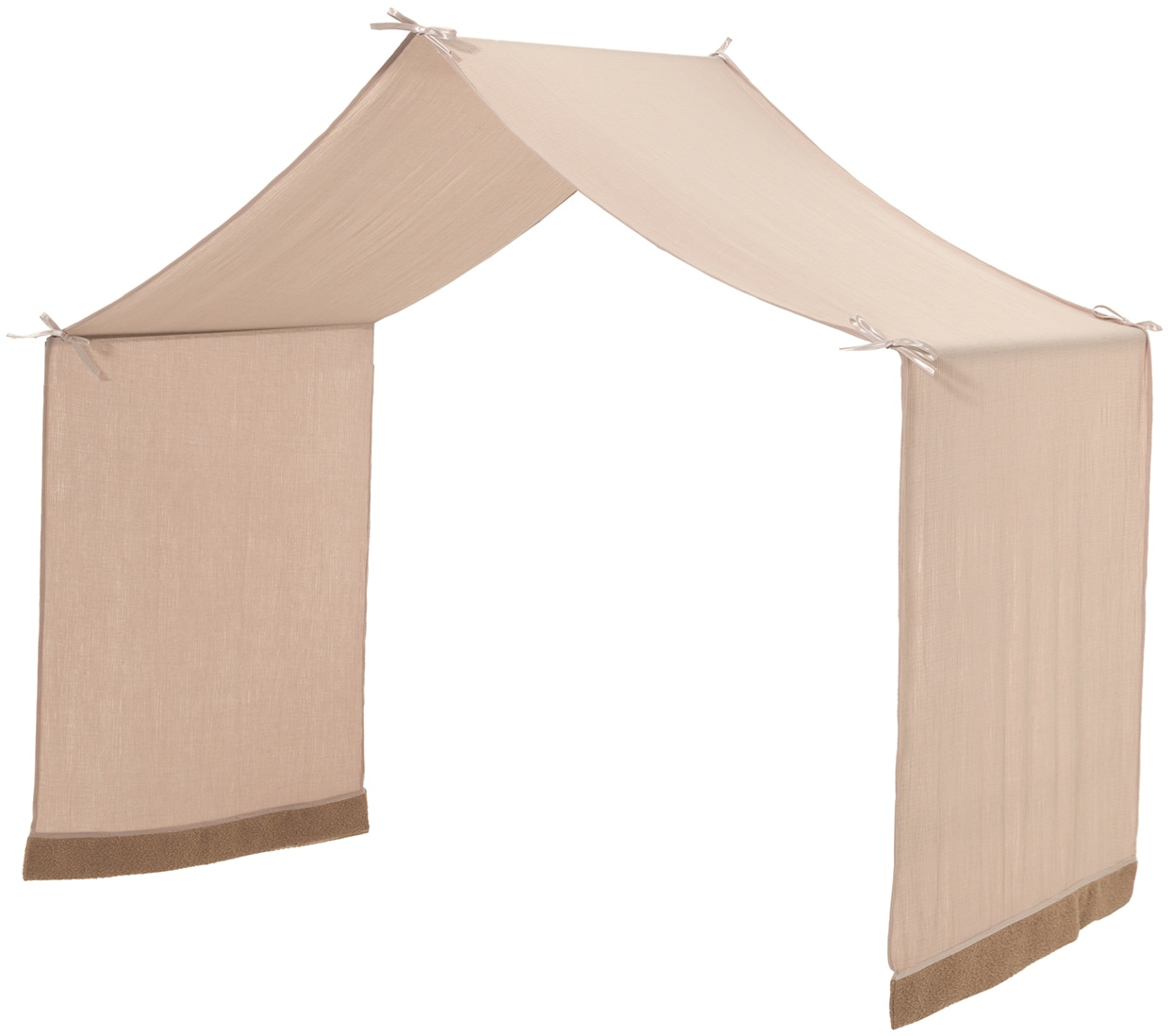 Home affaire Hausbett »Forrest mit Dachaufbau, Textilhimmel, später umbaubar zum Einzelbett«, (mit Textilhimmel, Höhe mt Dachaufbau ca. 170cm), 90/200 Buche massiv weiß lackiert, wahlweise mit o. ohne Bettschublade