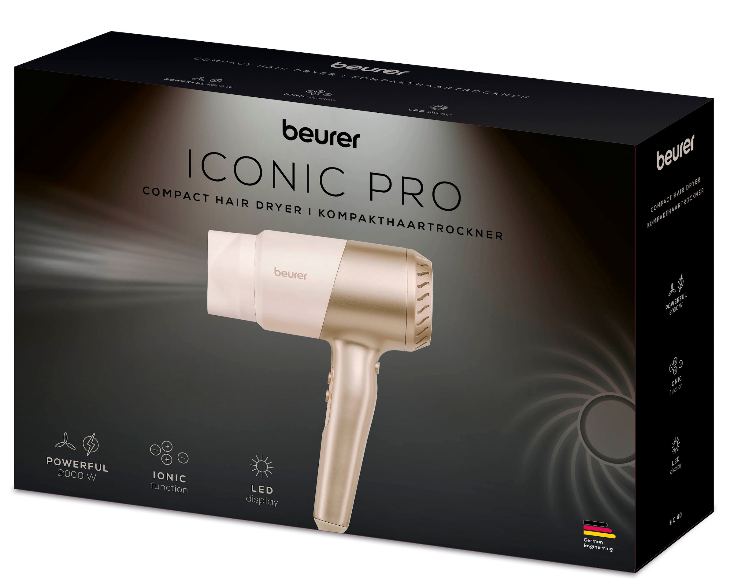 BEURER Ionic-Haartrockner »HC 40, Haartrockner mit LED-Anzeige und Ionenfunktion«, 2000 W, 1 Aufsätze, Mit Ionenfunktion, 3 Temperaturstufen und LED-Betriebsanzeige