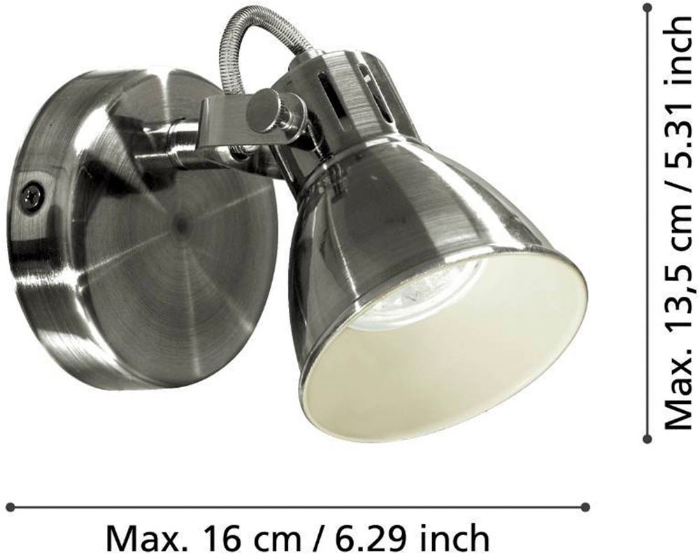 EGLO LED Wandleuchte »SERAS Wandlampe, Deckenstrahler, Spot, Flurlampe, nickel-antik, creme«, 1 flammig, Leuchtmittel LED-Board-GU10 | LED wechselbar, Wohnzimmerlampe, Esszimmerlampe, schwenkbarer Spot, GU10, 17x10cm