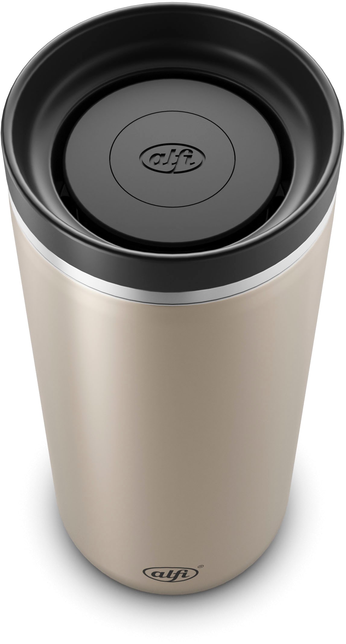 Alfi Thermobecher »ISO COFFEE MUG PRO, absolut dicht, spülmaschinenfest«, (1 tlg.), 0,38l, 6h heiß & 12h kalt, mit Druckknopf & Teebeutel-Aufhänger