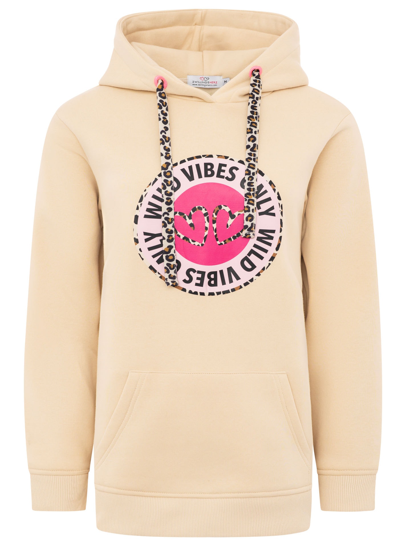 Zwillingsherz Hoodie »"Wild Vibes"«, runder Druck, Leo Details, Stickerei auf Kapuze, Fronttasche
