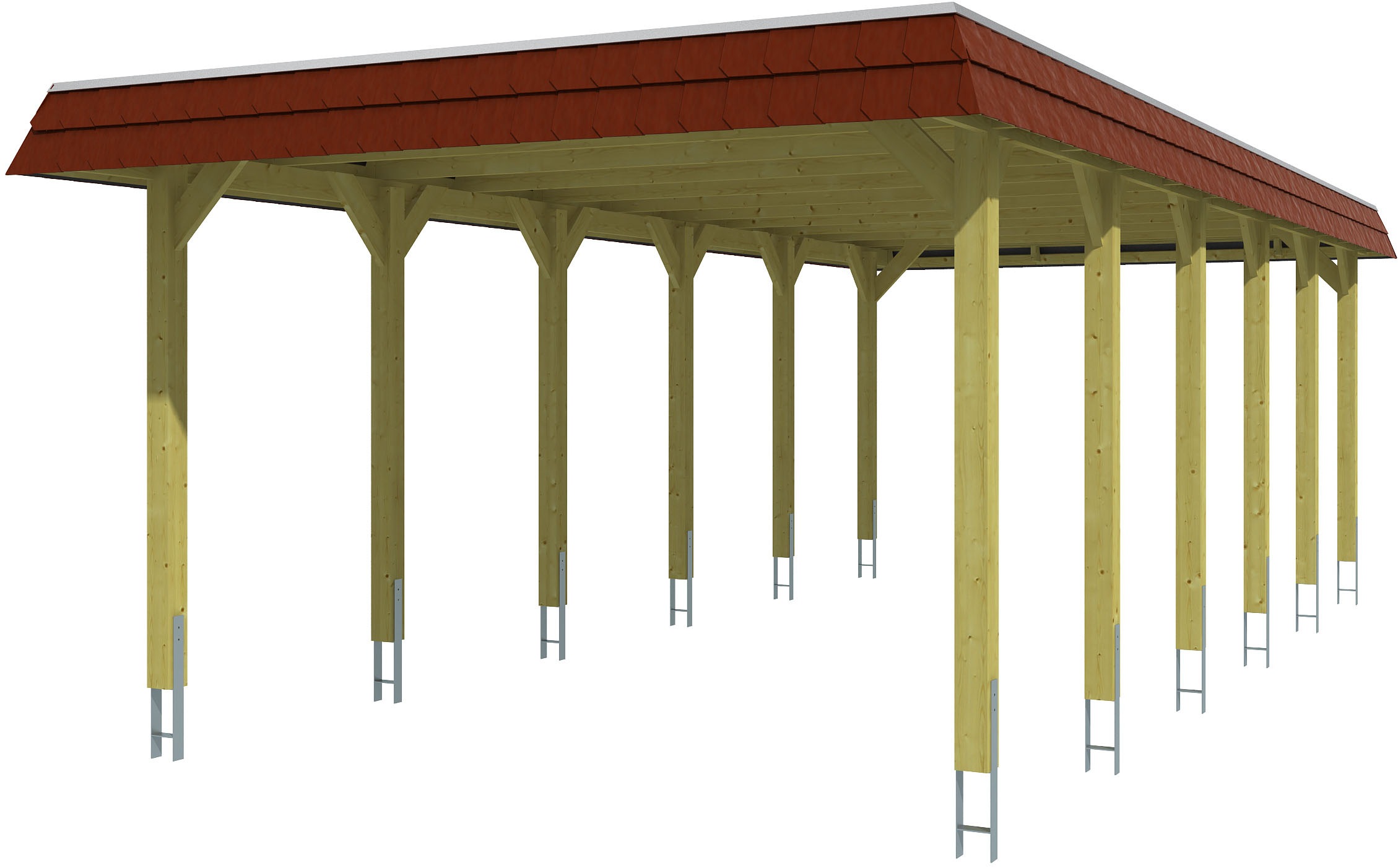 SKANHOLZ Einzelcarport »Spreewald« Nadelholz 342 cm Grün mit EPDM-Dach, rote Blende Grün