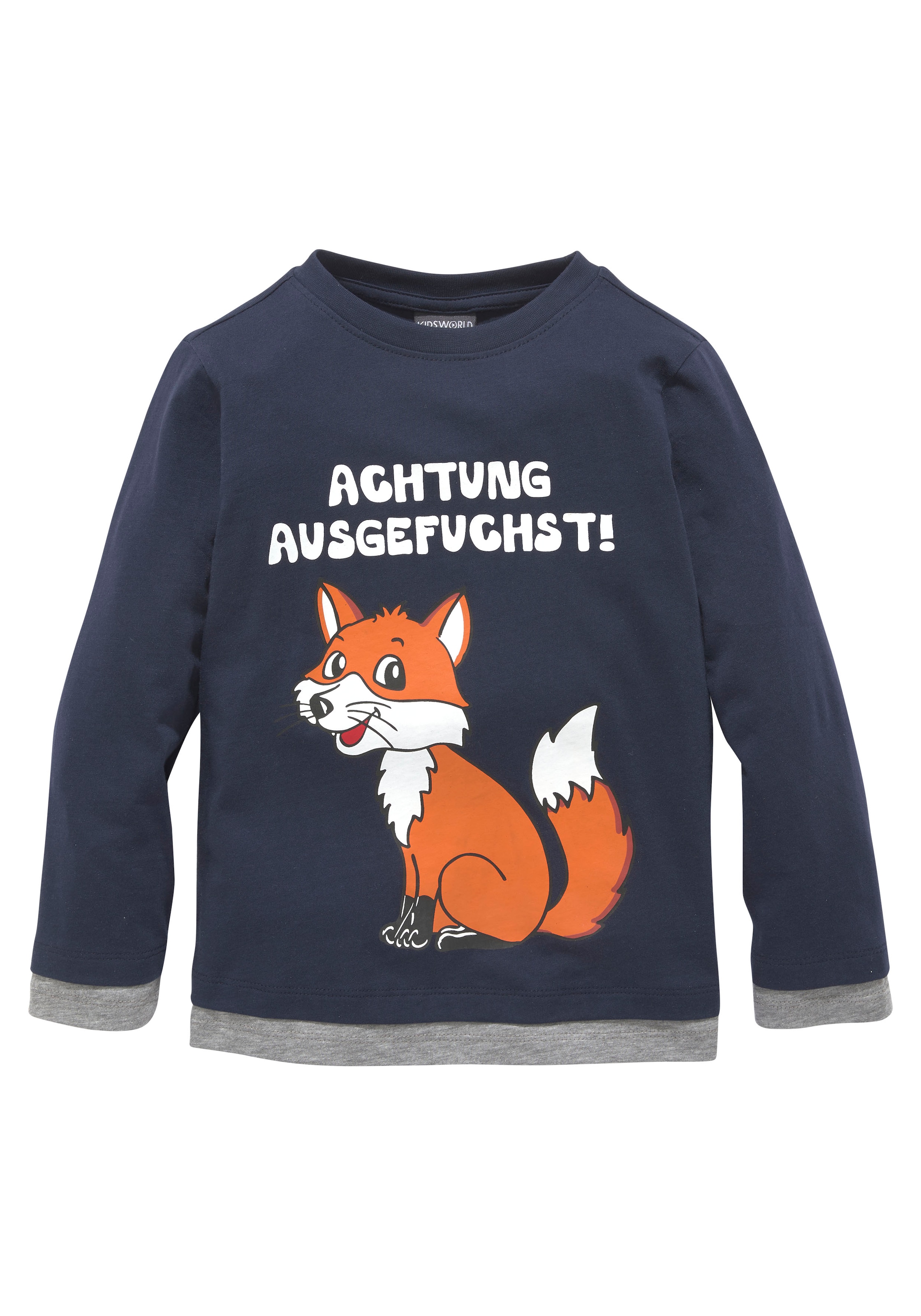 KIDSWORLD Langarmshirt »ACHTUNG AUSGEFUCHST«, im Online-Shop Spruch kaufen