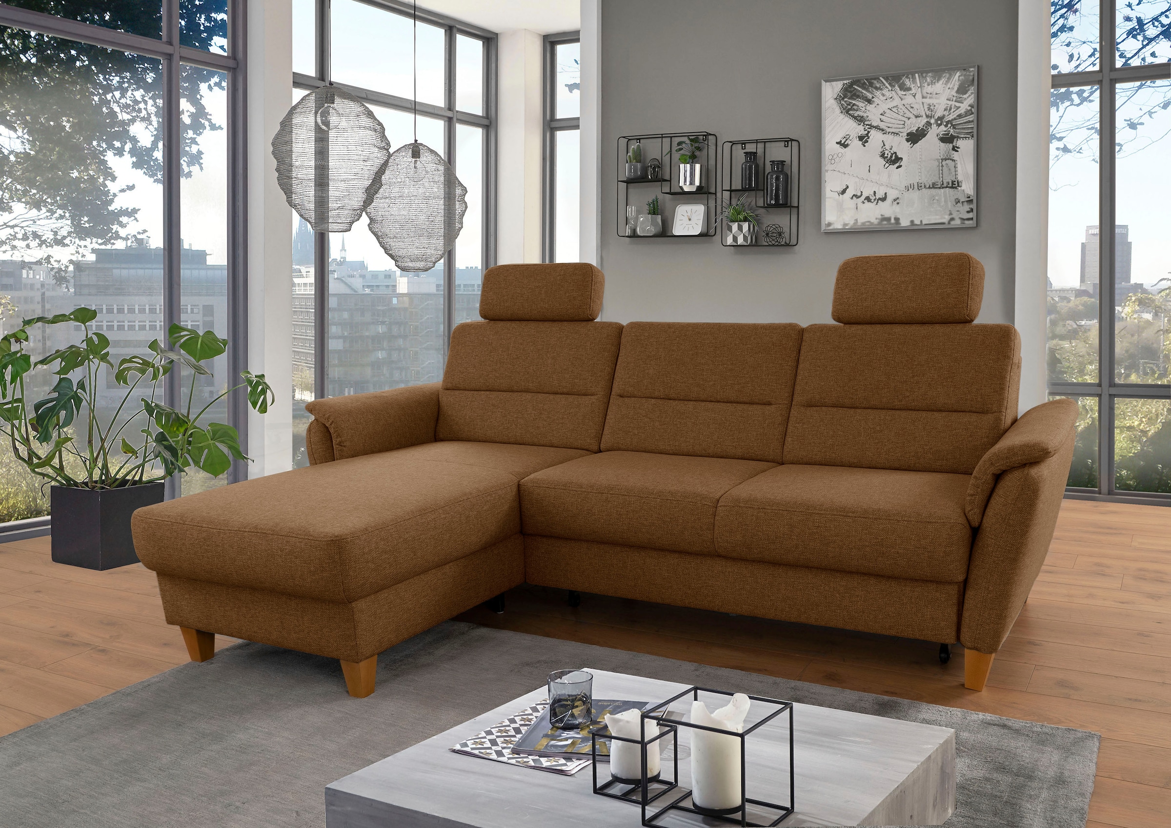 Home affaire Ecksofa »Palmera L-Form, B: 244 cm« optional Bettfunktion & Be günstig online kaufen