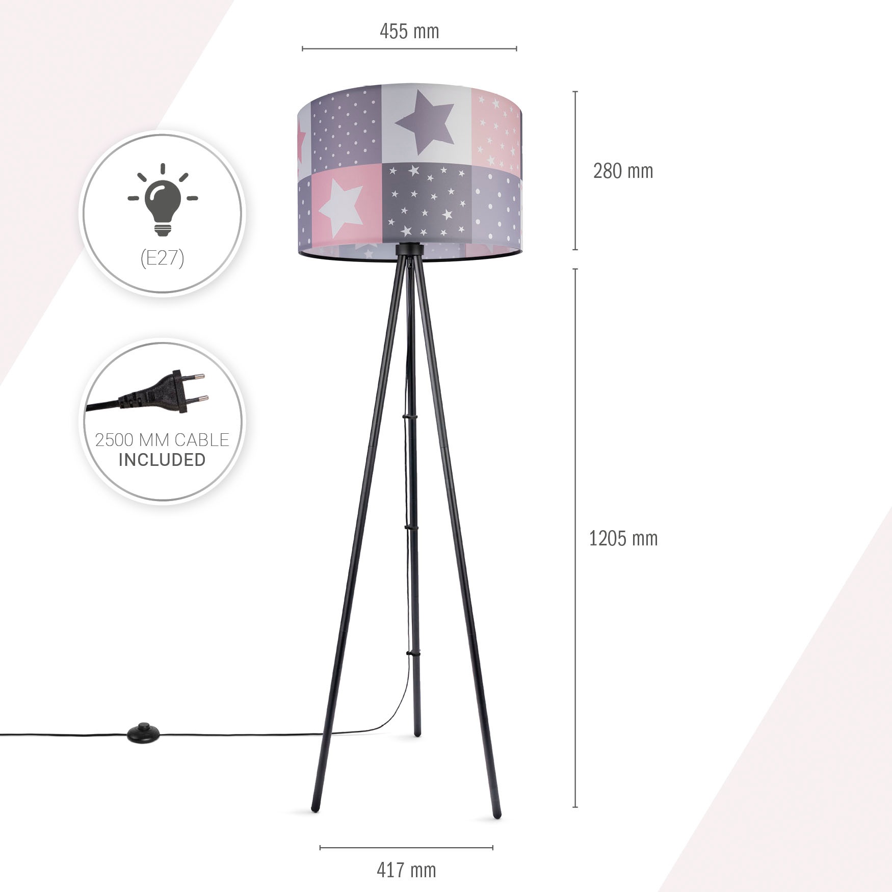Paco Home Stehlampe »Trina Cosmo«, Leuchtmittel E27 | ohne Leuchtmittel, Kinderlampe LED Kinderzimmer Lampe Sternen Motiv, Stehleuchte E27