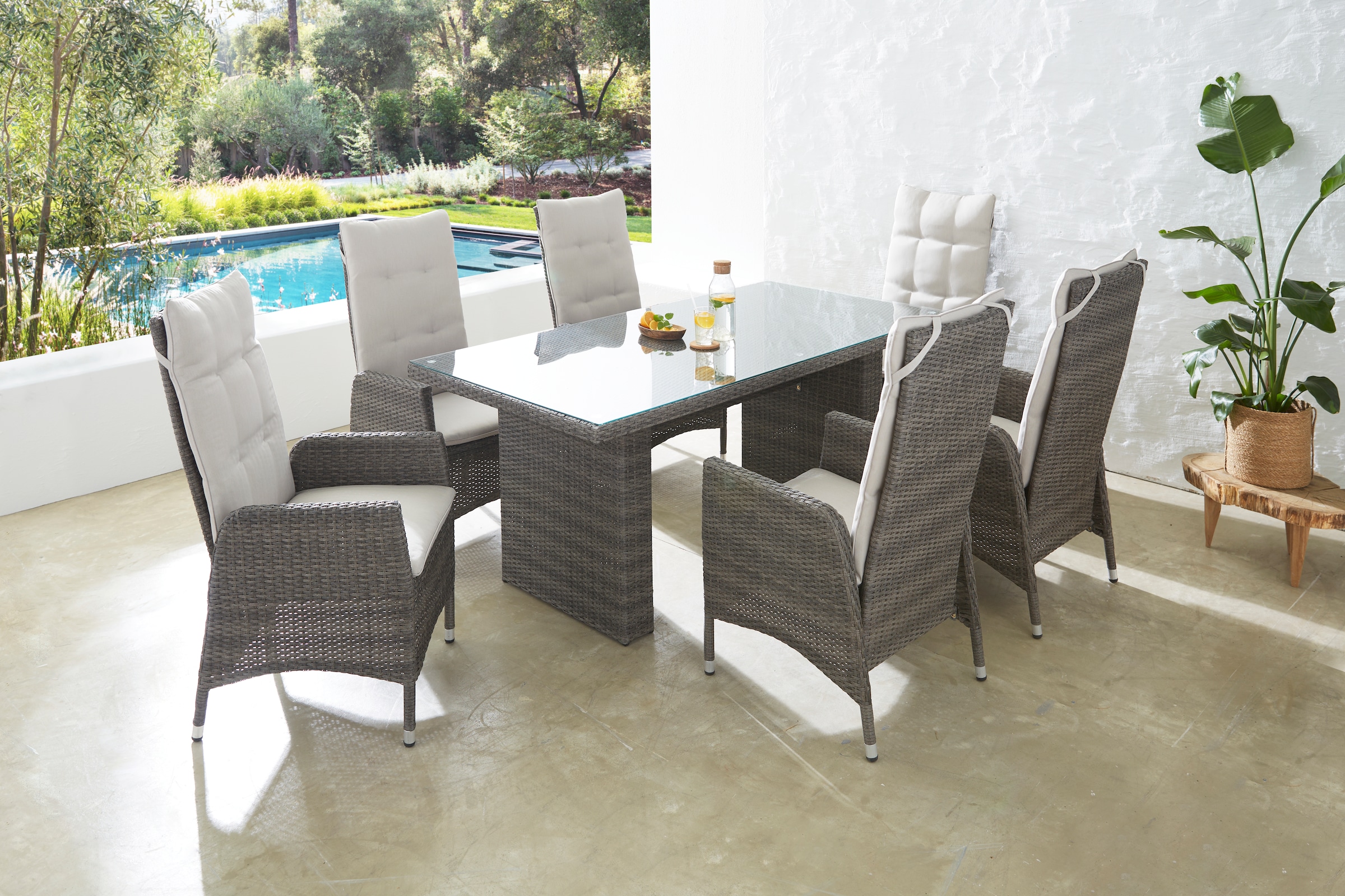 KONIFERA Garten-Essgruppe »Casablanca« Set, 6x Sessel, 1x Tisch 180x90x74 c günstig online kaufen