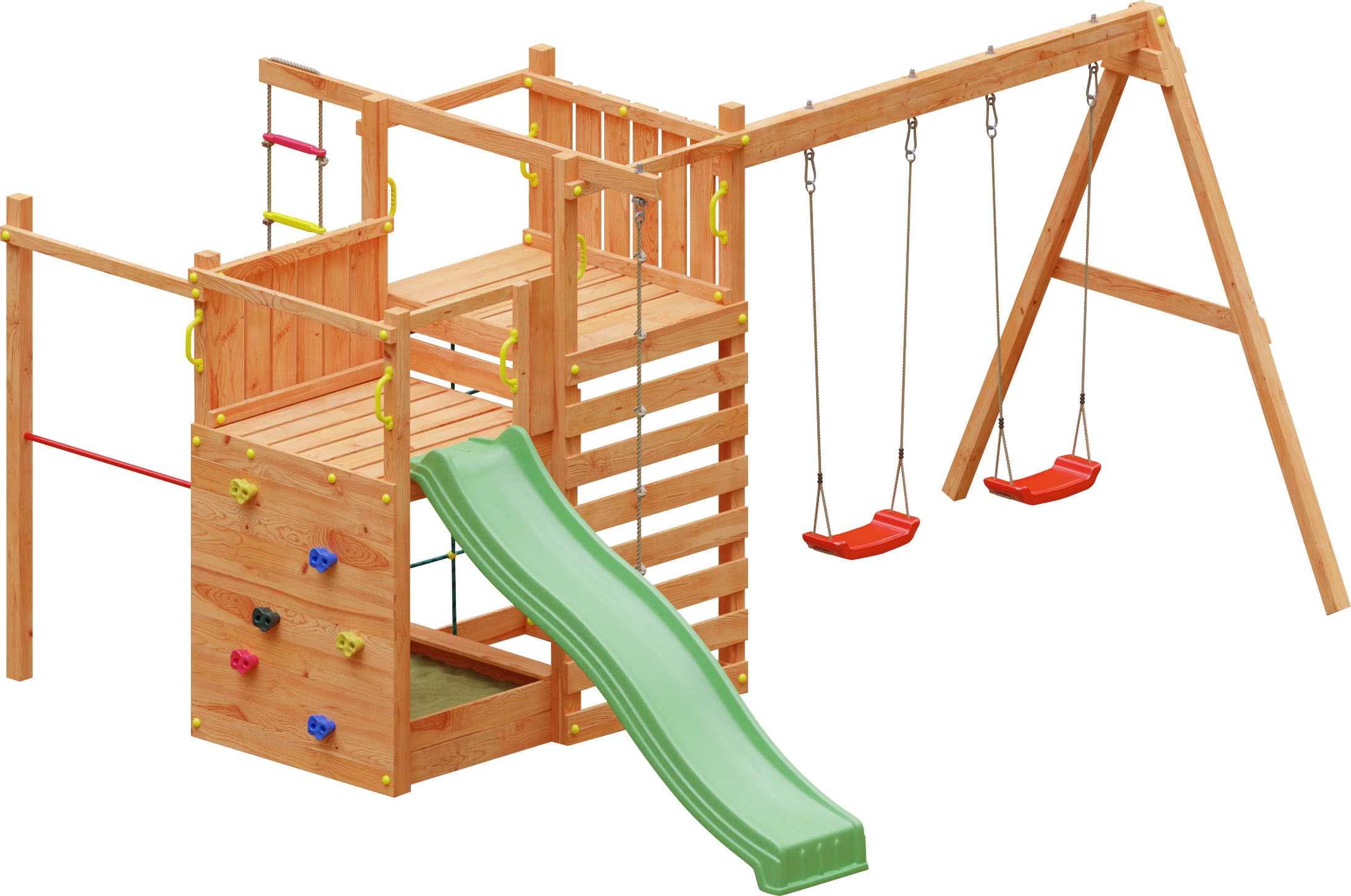 FUNGOO Spielturm »Climbing Star 3« mit Schaukel & Rutsche, Klettererweiterung, FSC® - schützt Wald