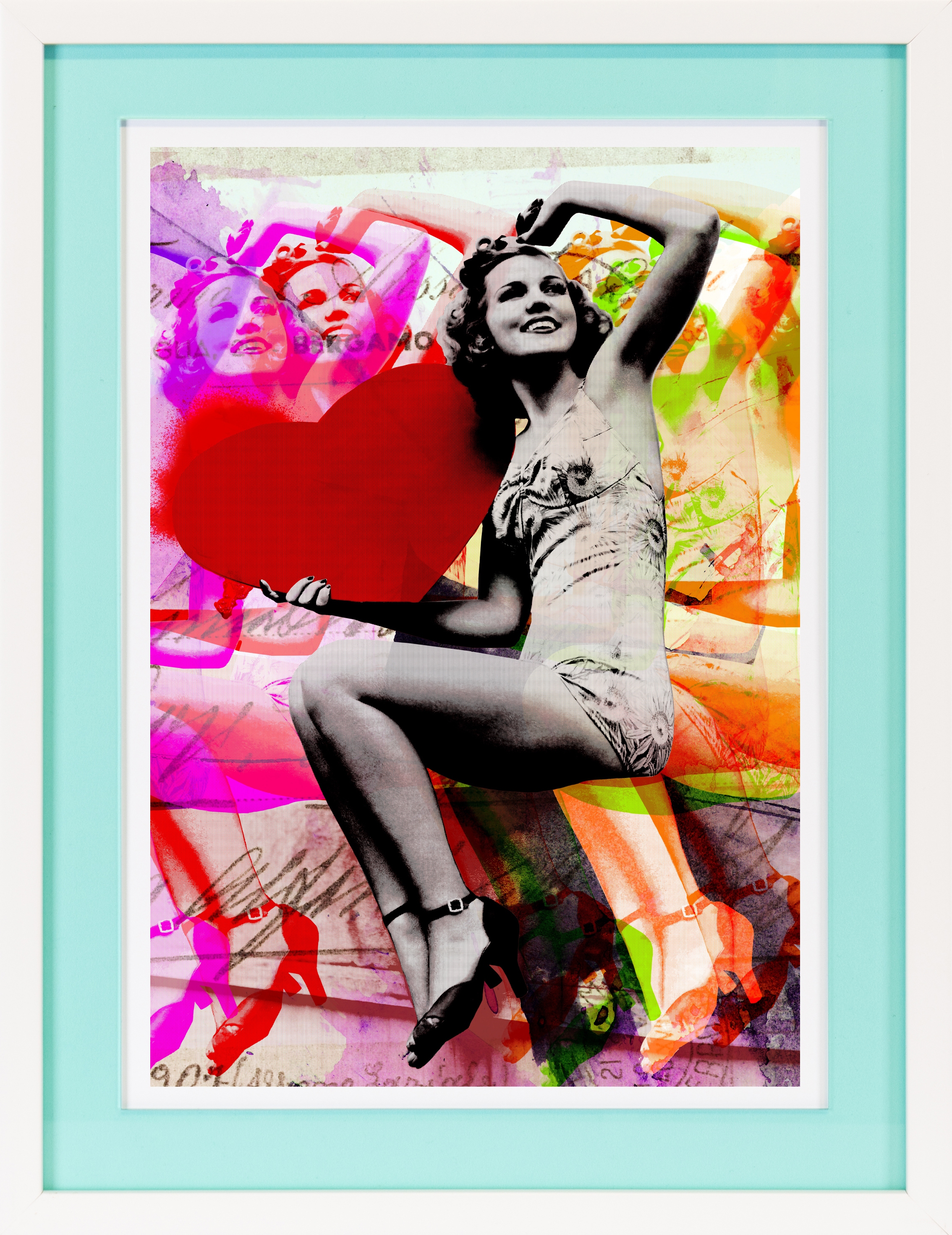 queence Bild mit Rahmen »Frau, Herz, Liebe«, Bilder von Frauen-Film-Filmfiguren-Frau, (1 St.), Poster mit buntem Acrylglas Passepartout