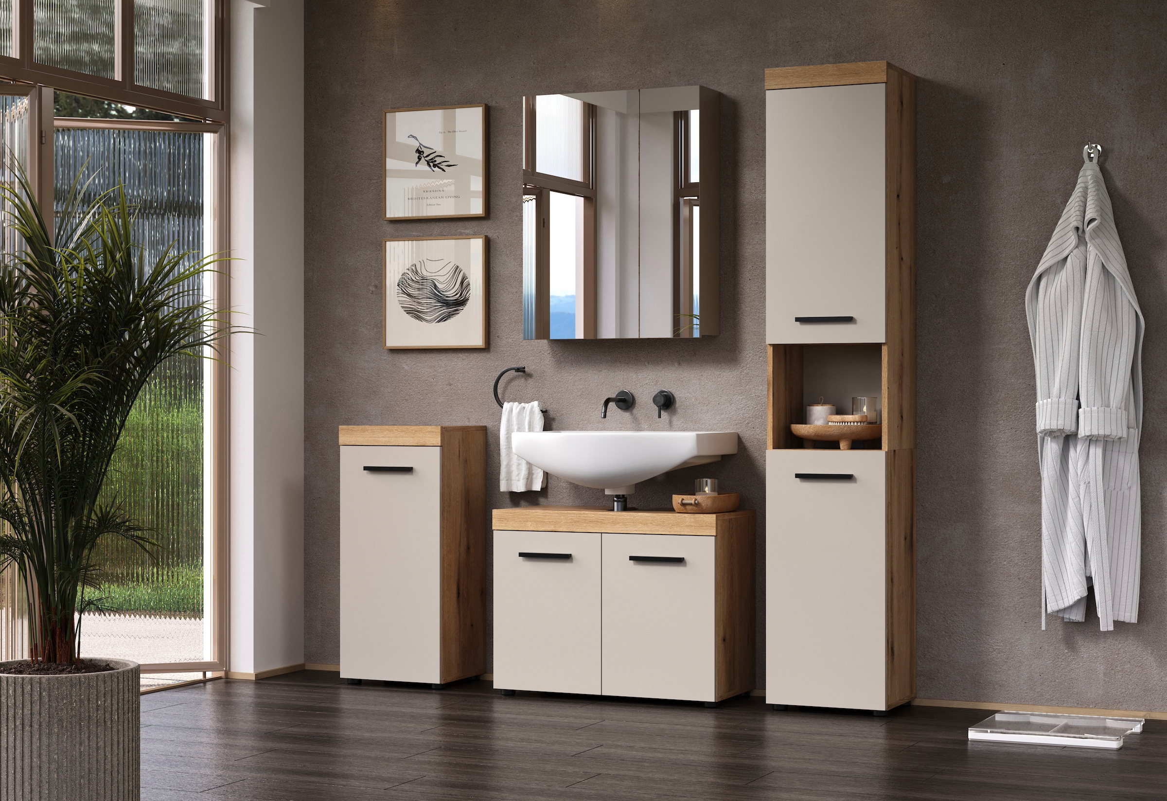 welltime Waschbeckenunterschrank »Isera« 1 Stk. tlg. Waschbeckenschrank mit 2 Türen – (B/T/H) 72/34/56 cm