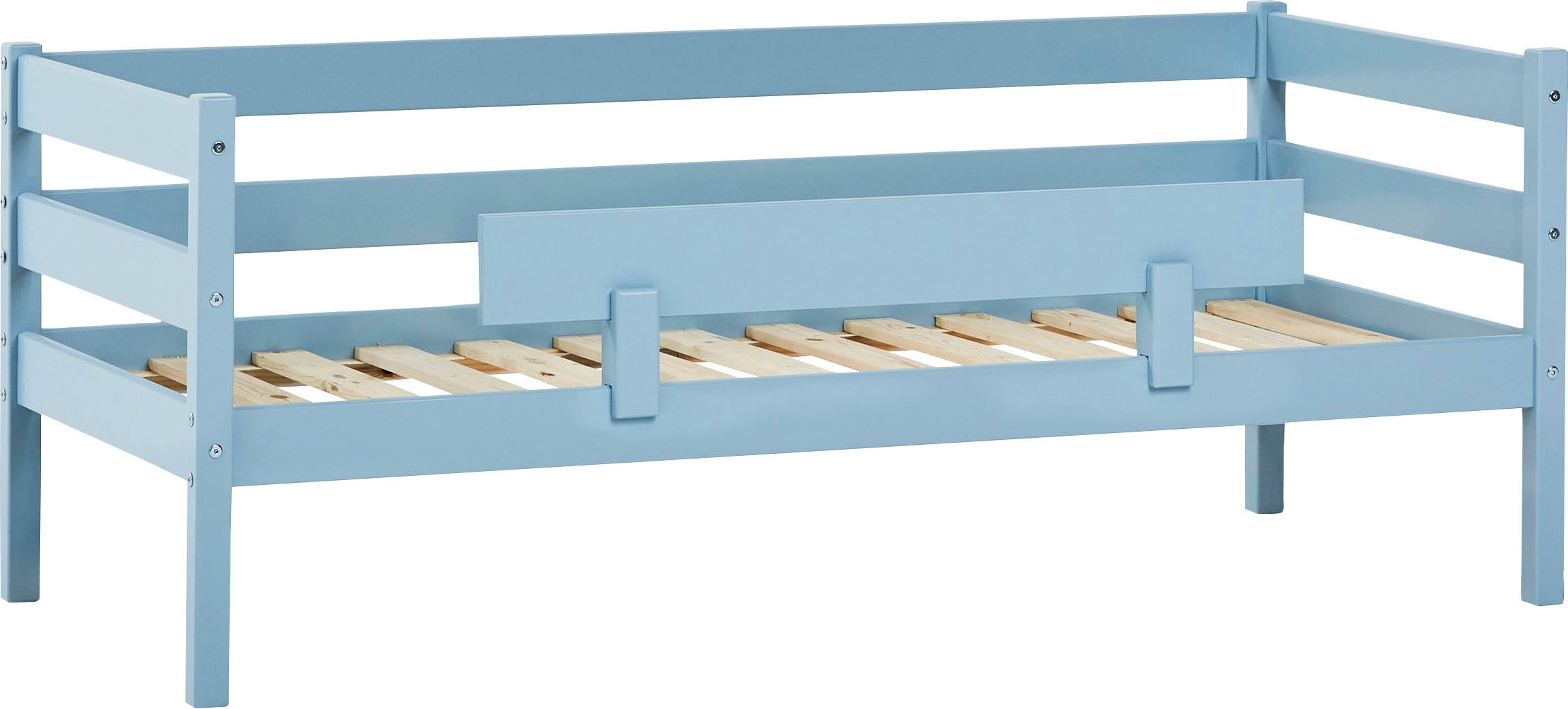 Einzelbett „ECO Comfort“, (Set), mit Rollrost in 8 Farben, wahlweise mit Matratze und Absturzsicherung, Dream Blue ohne Matratze, mit Rausfallschutz